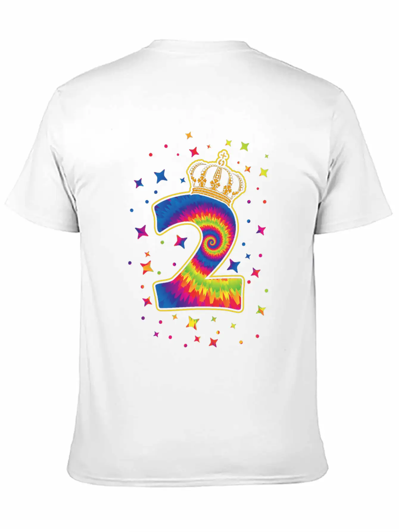 Tie-dye 2nd Birthday Party 2 Years Old Celebrant Basic Graphic T-Shirt – Daily Comfort In Soft Cotton