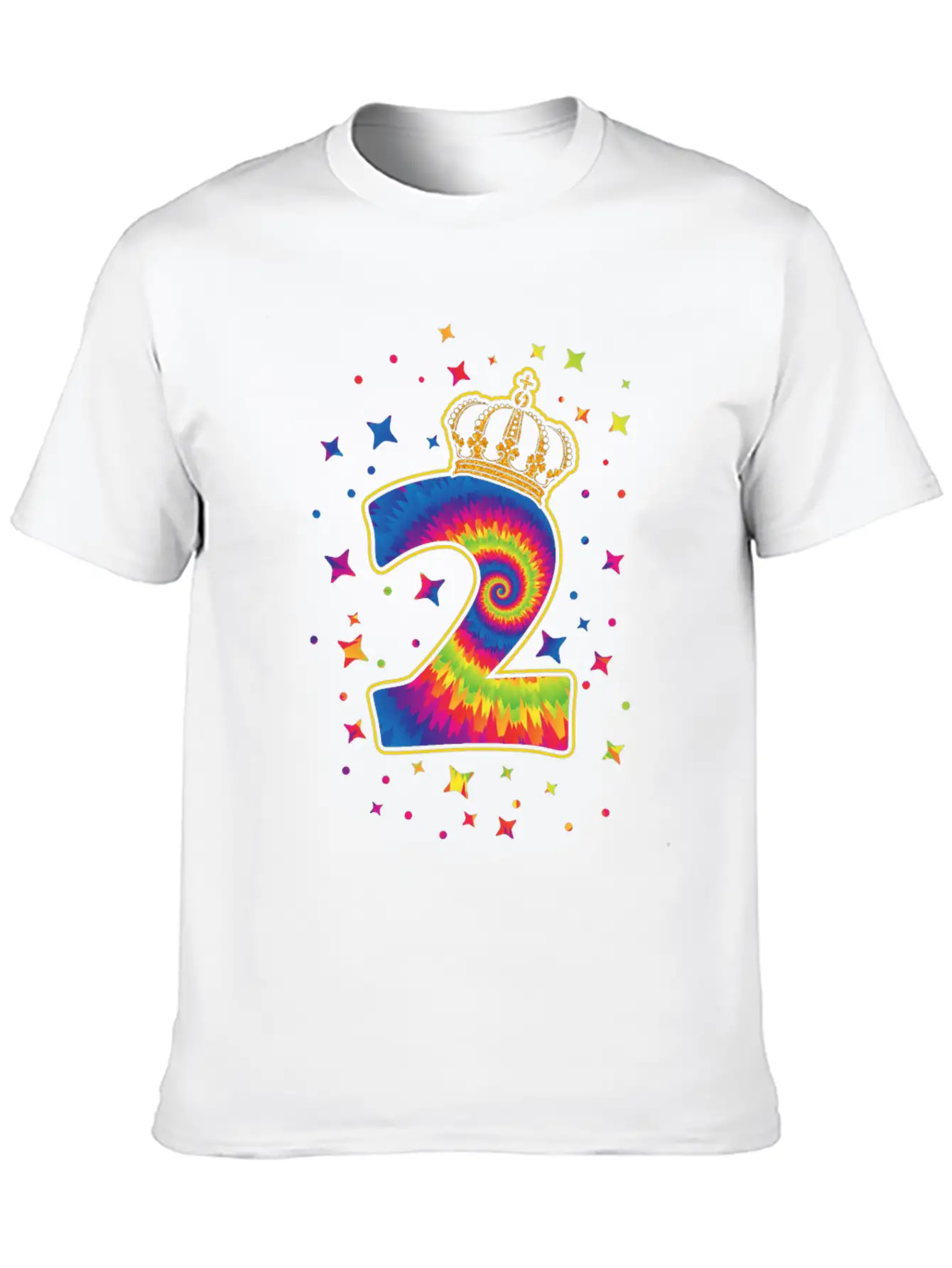 Tie-dye 2nd Birthday Party 2 Years Old Celebrant Basic Graphic T-Shirt – Daily Comfort In Soft Cotton
