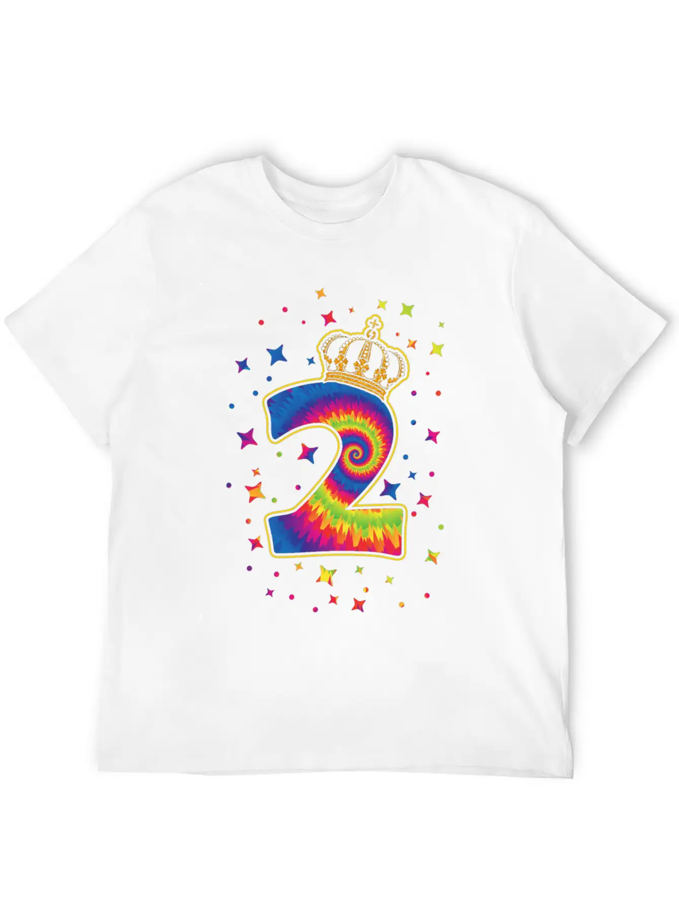 Tie-dye 2nd Birthday Party 2 Years Old Celebrant Basic Graphic T-Shirt – Daily Comfort In Soft Cotton
