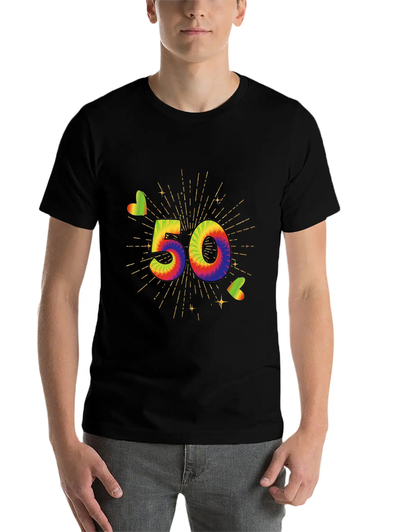Tie-dye 50th Birthday Party 50 Years Old Celebrant Essential Cotton Tee For Daily Outfits – Unisex Style
