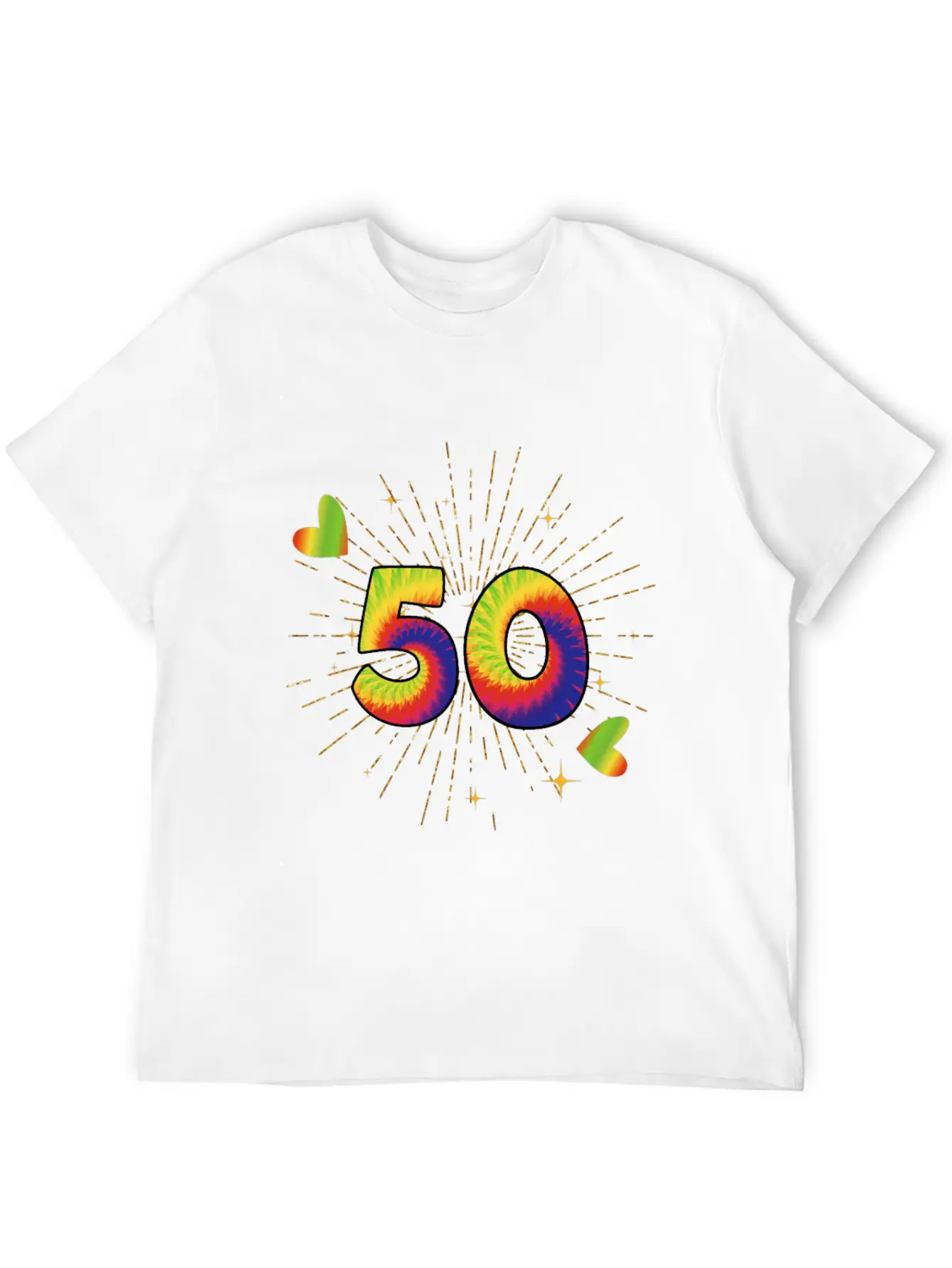 Tie-dye 50th Birthday Party 50 Years Old Celebrant Essential Cotton Tee For Daily Outfits – Unisex Style