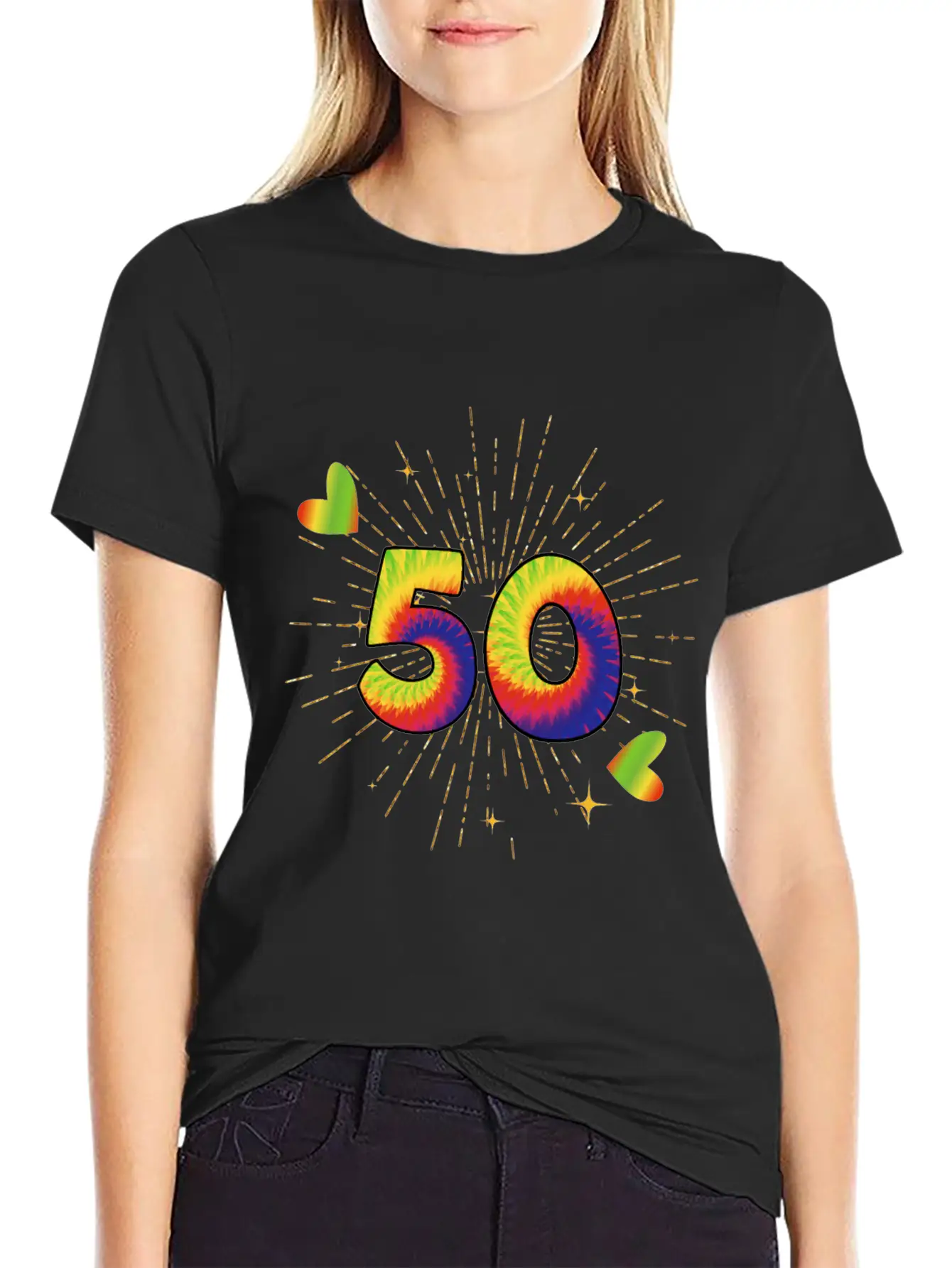 Tie-dye 50th Birthday Party 50 Years Old Celebrant Essential Cotton Tee For Daily Outfits – Unisex Style