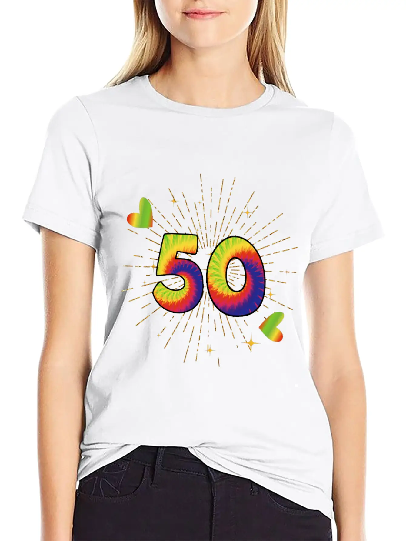 Tie-dye 50th Birthday Party 50 Years Old Celebrant Essential Cotton Tee For Daily Outfits – Unisex Style