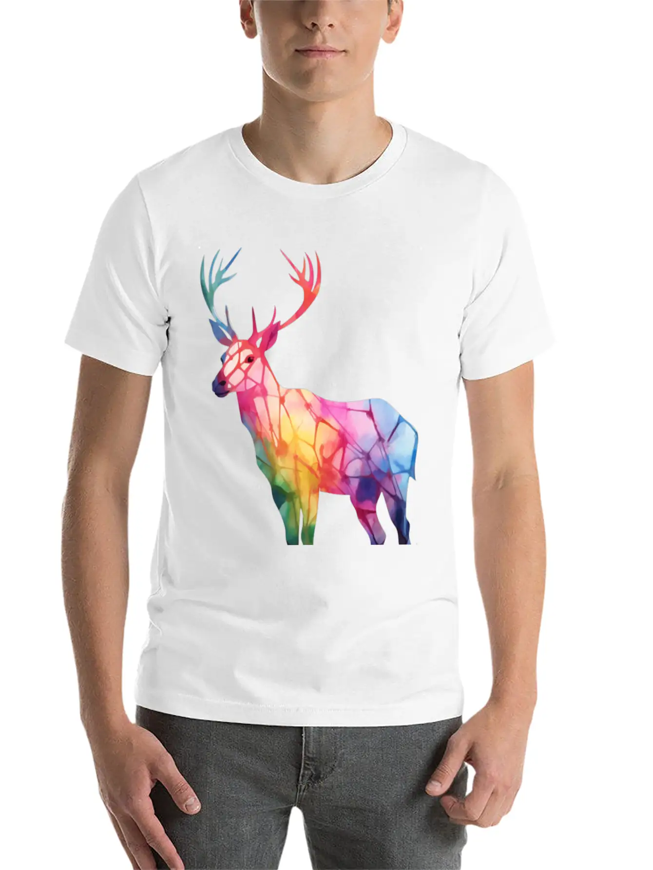 Tie Dye Animal Love Reindeer Modern Fit Casual T-Shirt – Clean And Versatile Design