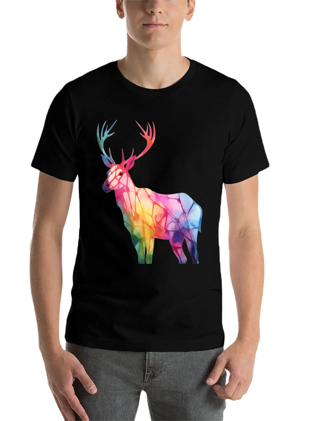 Tie Dye Animal Love Reindeer Modern Fit Casual T-Shirt – Clean And Versatile Design