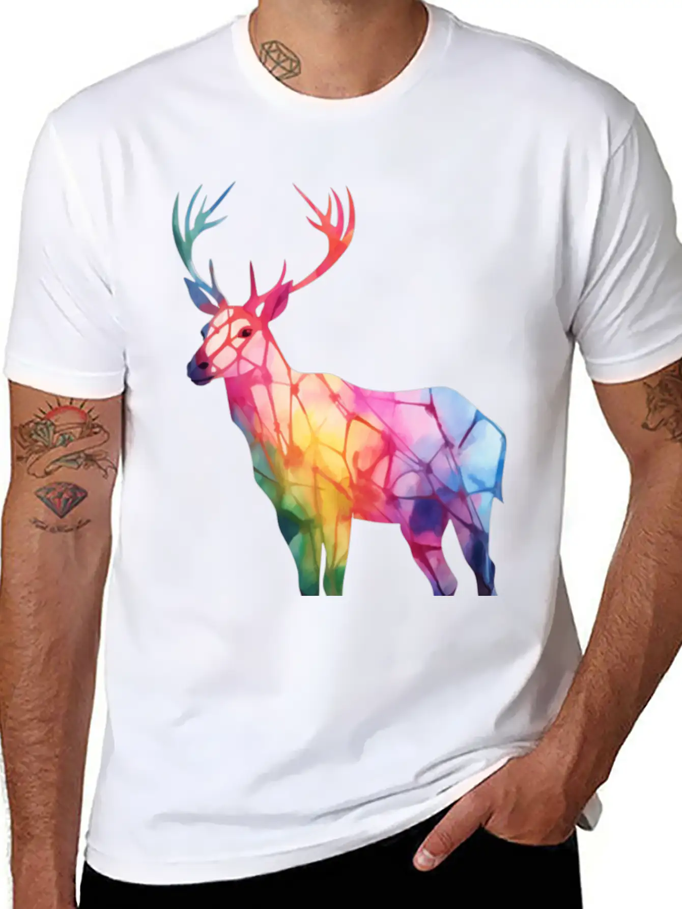 Tie Dye Animal Love Reindeer Modern Fit Casual T-Shirt – Clean And Versatile Design