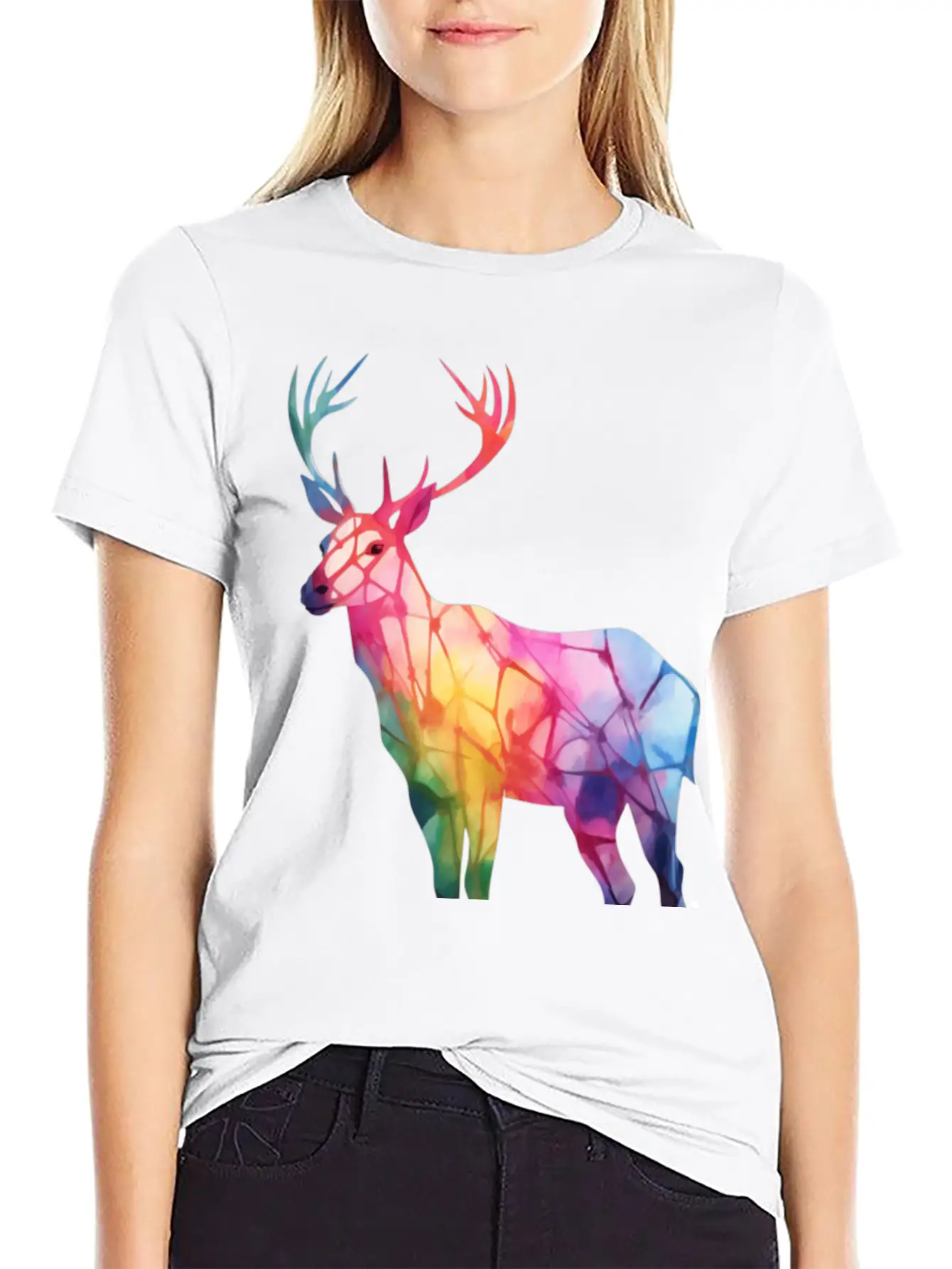 Tie Dye Animal Love Reindeer Modern Fit Casual T-Shirt – Clean And Versatile Design