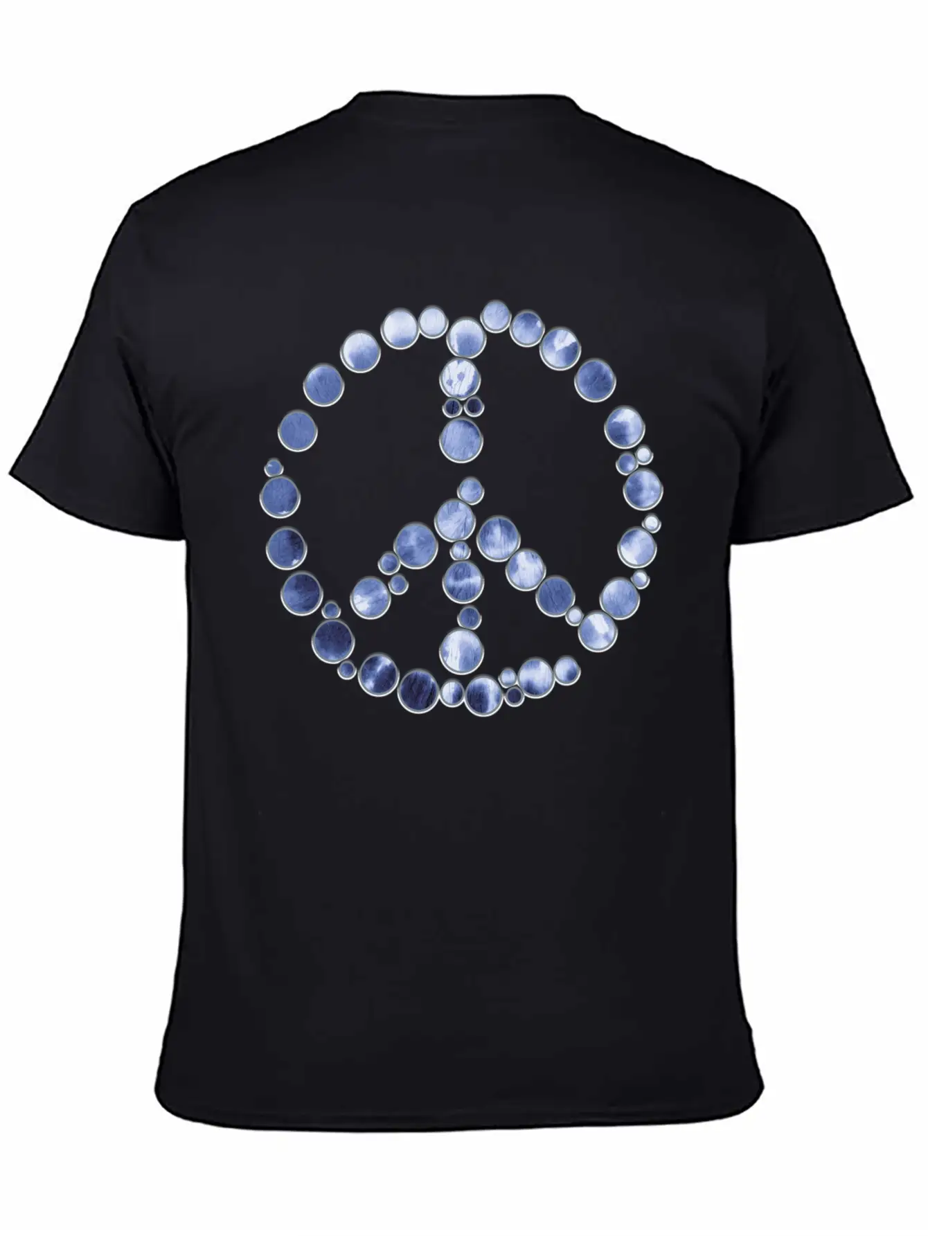 Tie Dye Blue Peace Sign Dots Unisex Casual T-Shirt ��� Clean Design For Daily Comfort