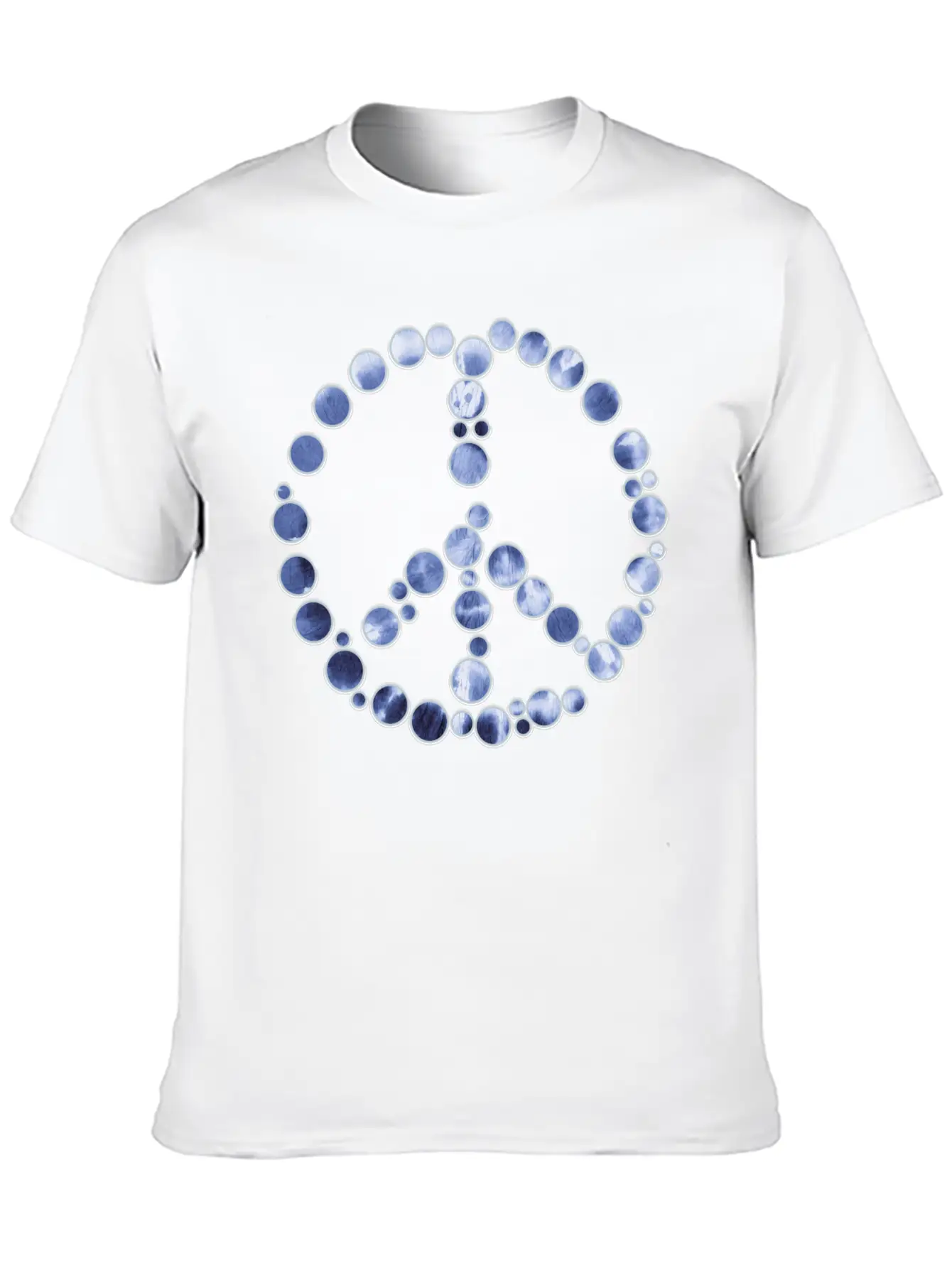 Tie Dye Blue Peace Sign Dots Unisex Casual T-Shirt ��� Clean Design For Daily Comfort