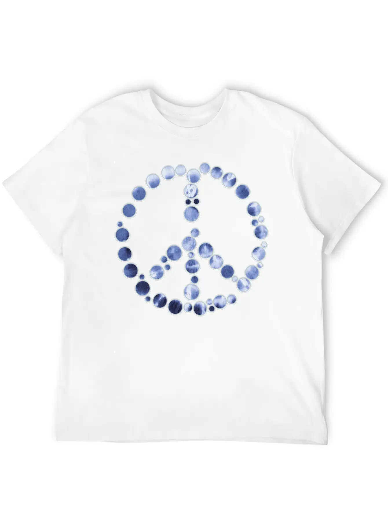 Tie Dye Blue Peace Sign Dots Unisex Casual T-Shirt ��� Clean Design For Daily Comfort