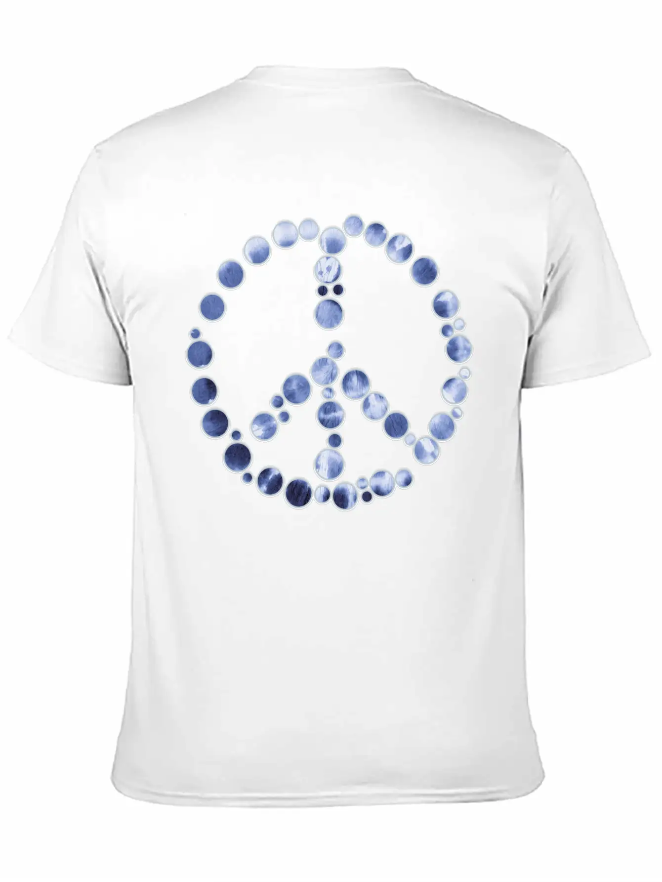 Tie Dye Blue Peace Sign Dots Unisex Casual T-Shirt ��� Clean Design For Daily Comfort