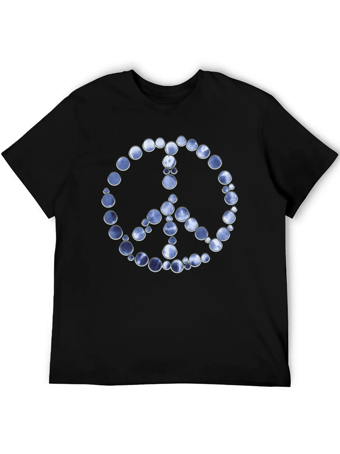 Tie Dye Blue Peace Sign Dots Unisex Casual T-Shirt ��� Clean Design For Daily Comfort