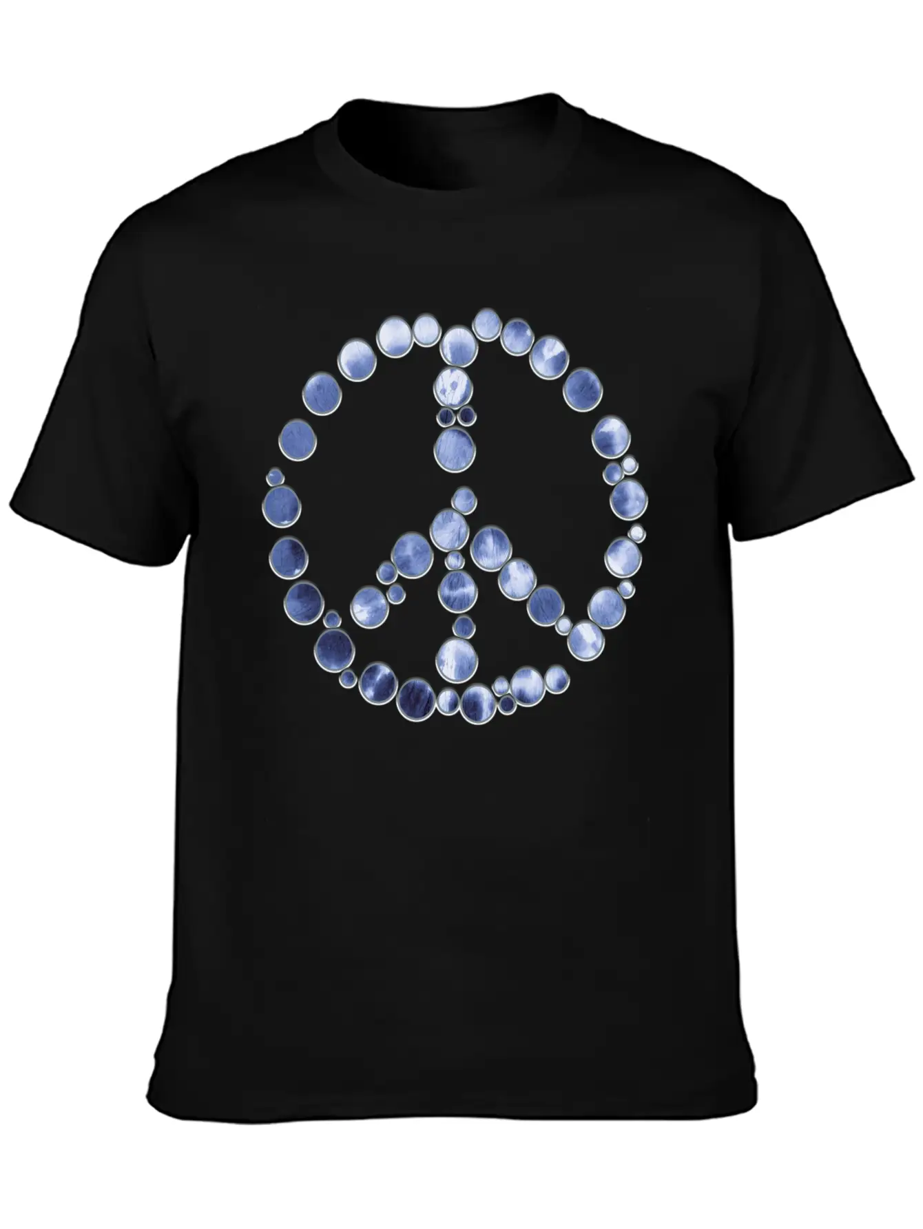 Tie Dye Blue Peace Sign Dots Unisex Casual T-Shirt ��� Clean Design For Daily Comfort
