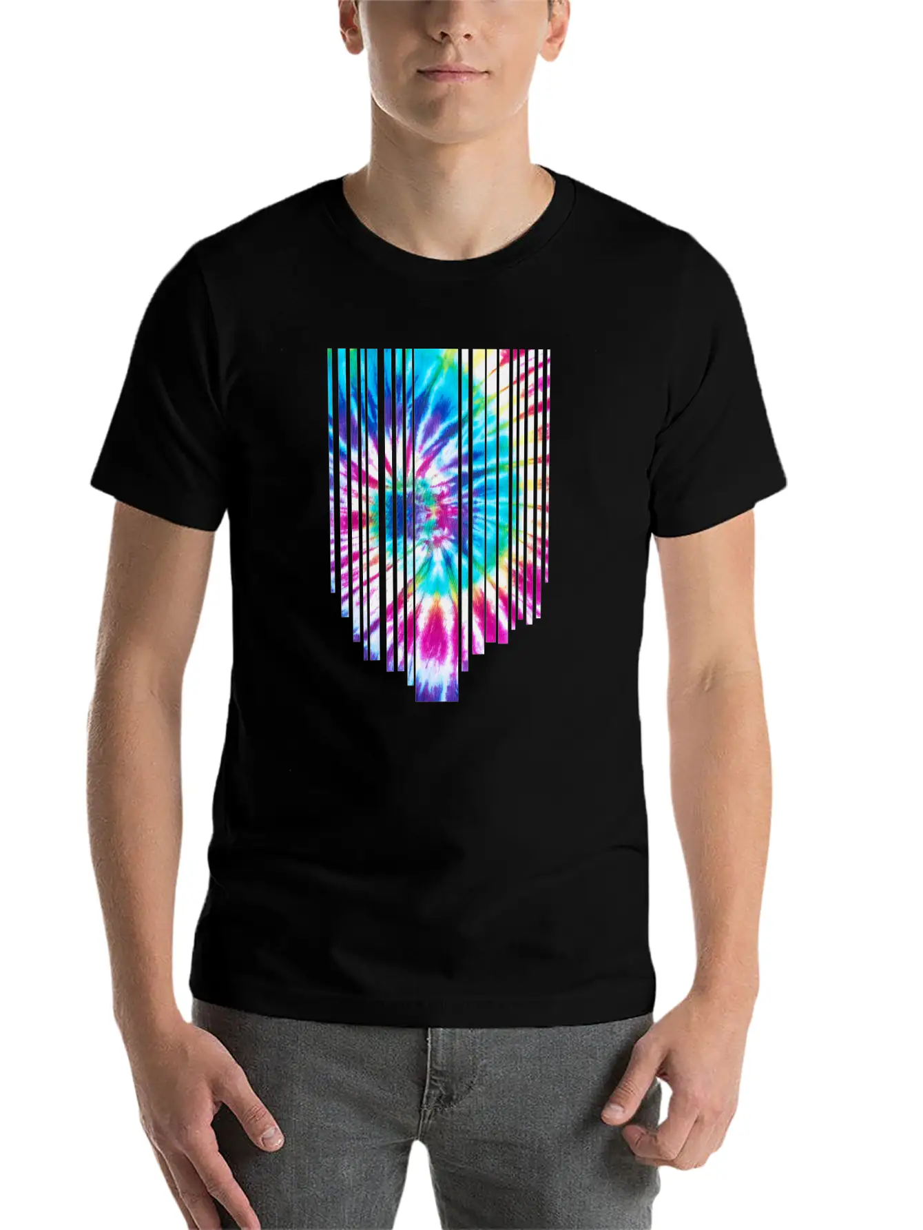 Tie Dye Descending Stripes Relaxed Everyday Tee – Lightweight And Durable Cotton