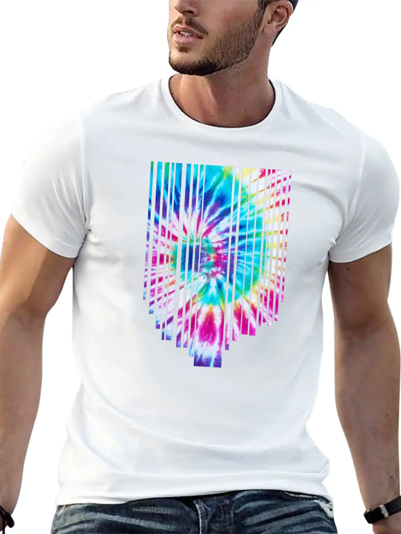 Tie Dye Descending Stripes Relaxed Everyday Tee – Lightweight And Durable Cotton
