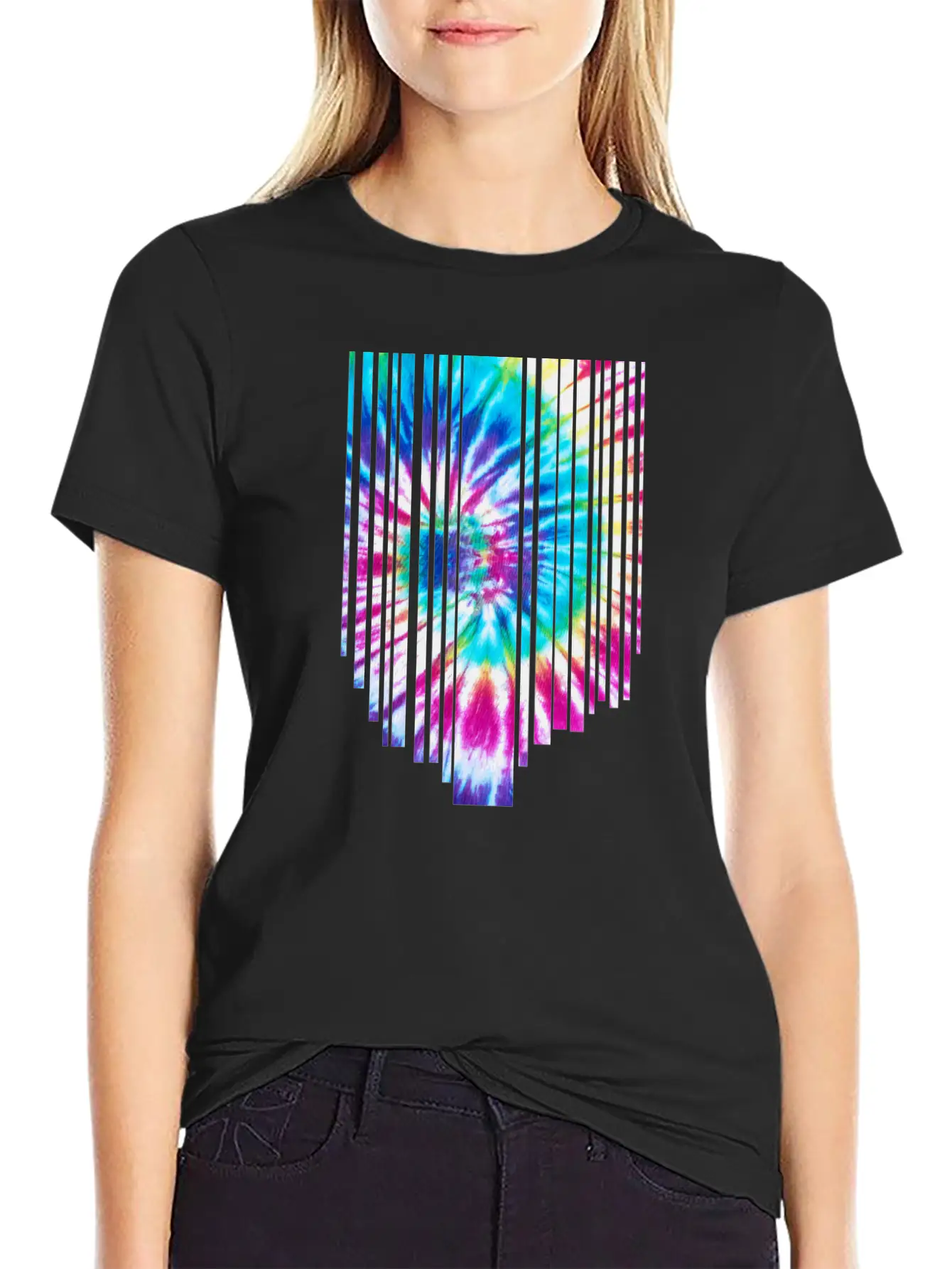 Tie Dye Descending Stripes Relaxed Everyday Tee – Lightweight And Durable Cotton