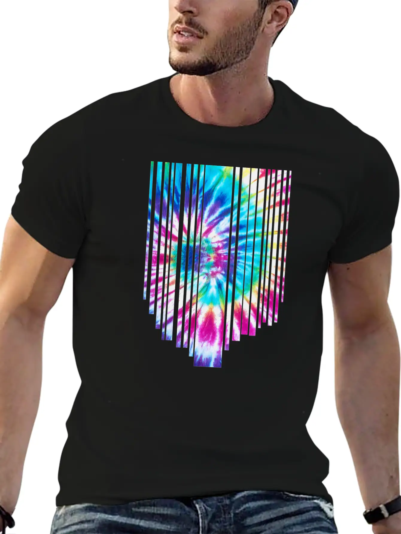 Tie Dye Descending Stripes Relaxed Everyday Tee – Lightweight And Durable Cotton