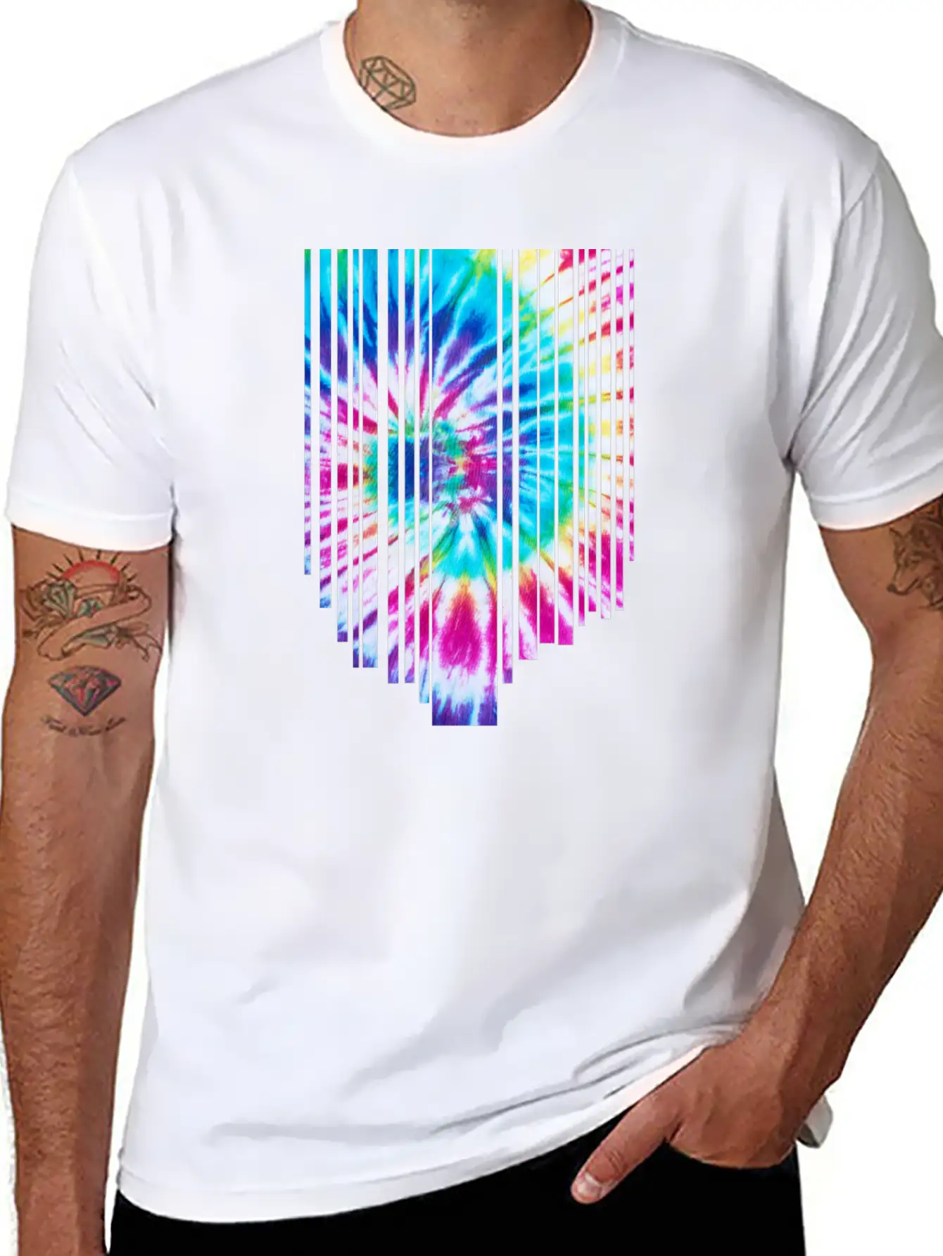 Tie Dye Descending Stripes Relaxed Everyday Tee – Lightweight And Durable Cotton