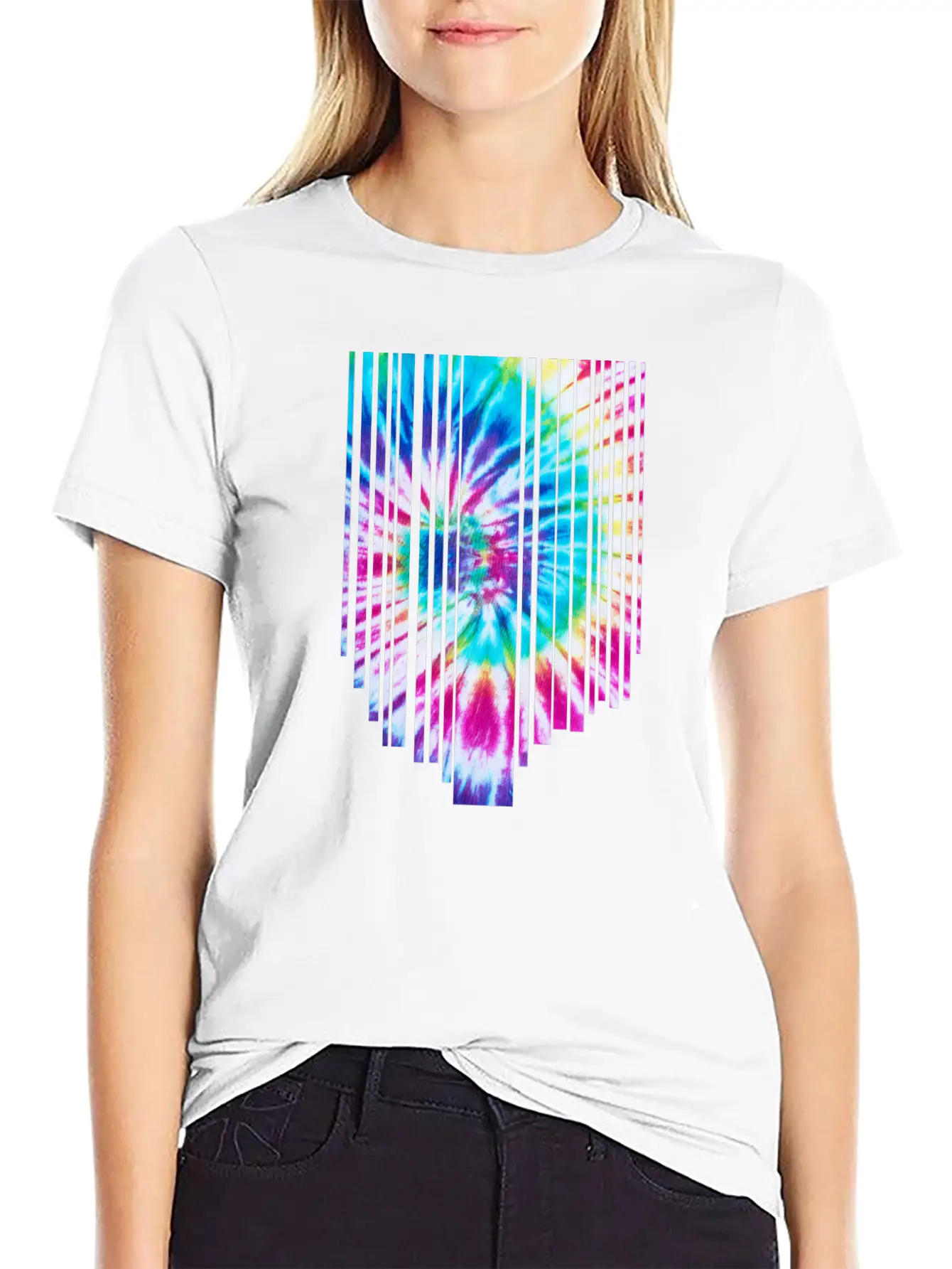 Tie Dye Descending Stripes Relaxed Everyday Tee – Lightweight And Durable Cotton