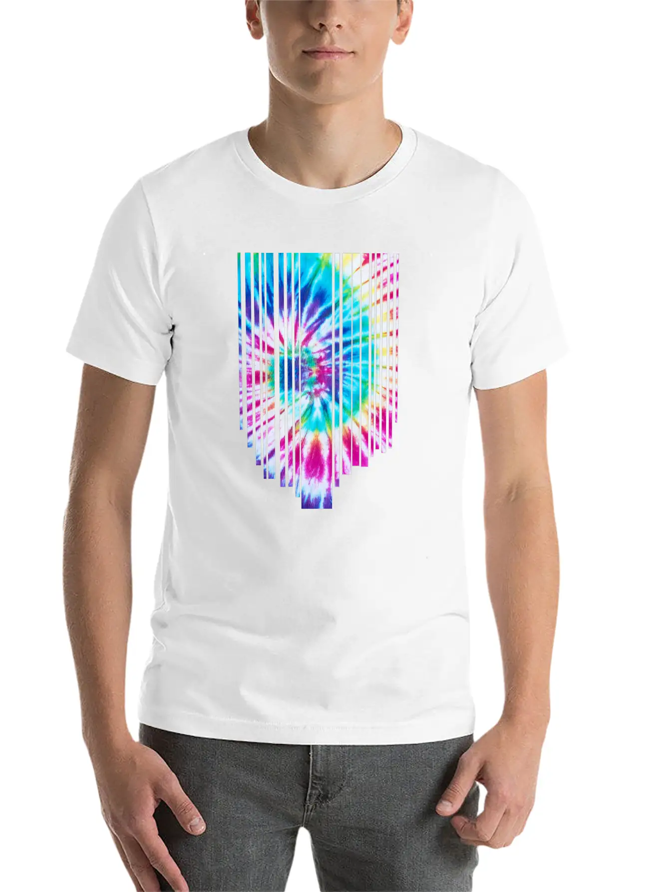 Tie Dye Descending Stripes Relaxed Everyday Tee – Lightweight And Durable Cotton