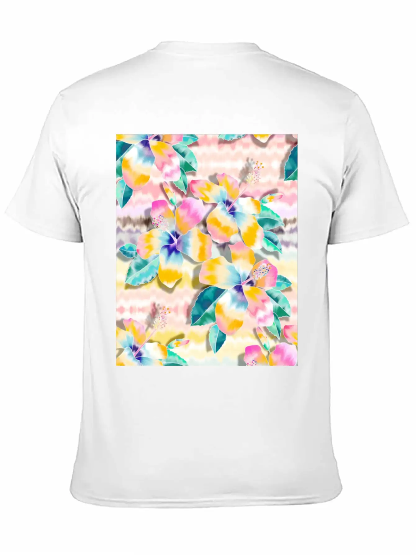 Tie Dye Hibiscus Collage In Pastels Soft Cotton Short Sleeve Tee – Unisex Wardrobe Staple