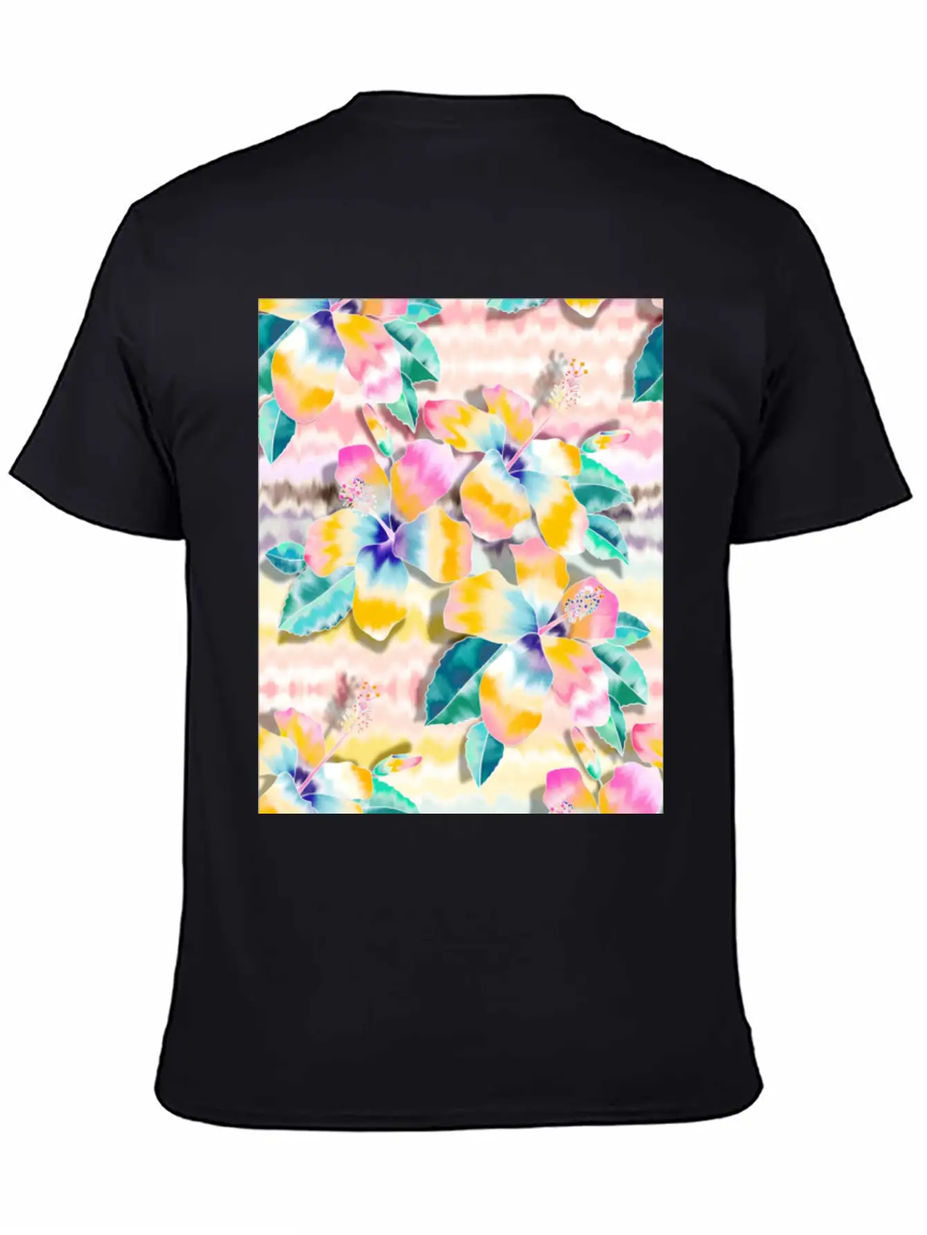 Tie Dye Hibiscus Collage In Pastels Soft Cotton Short Sleeve Tee – Unisex Wardrobe Staple