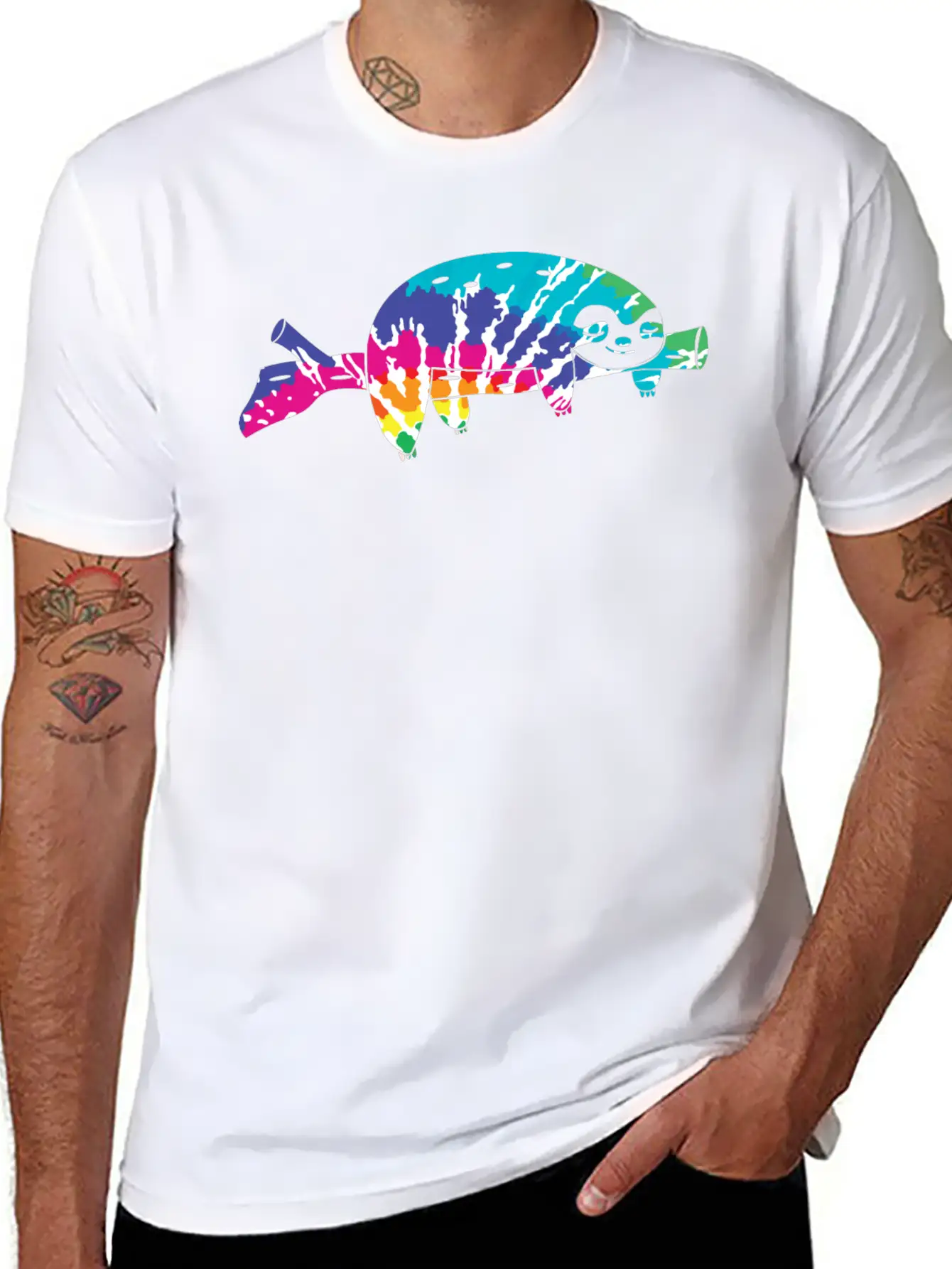 Tie Dye Sloth Stylish Everyday T-Shirt – Unisex Basic Cotton Tee