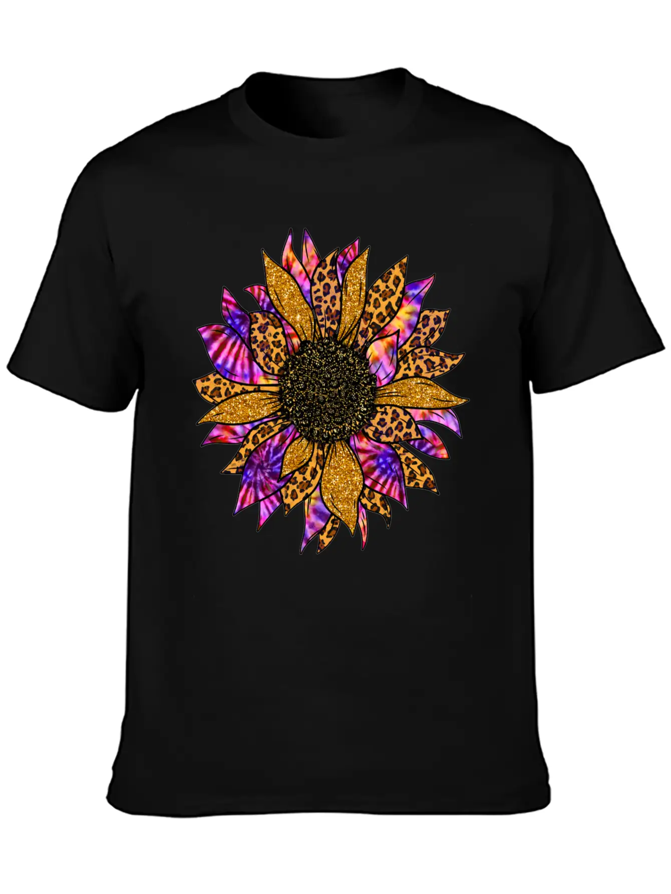 Tie Dye Sunflower T Shirt, Cheetah Sunflower Relaxed Everyday Tee – Lightweight And Durable Cotton