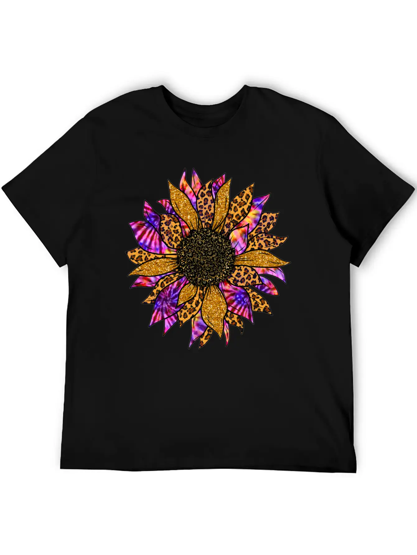 Tie Dye Sunflower T Shirt, Cheetah Sunflower Relaxed Everyday Tee – Lightweight And Durable Cotton