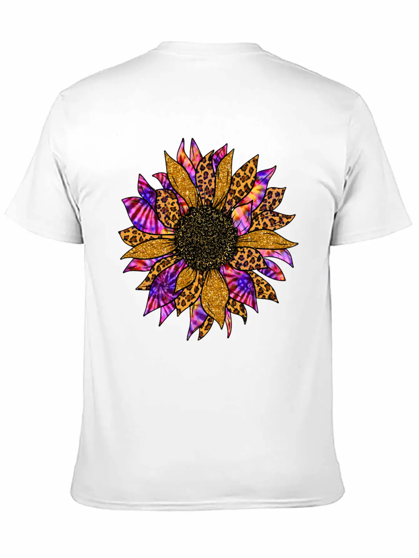 Tie Dye Sunflower T Shirt, Cheetah Sunflower Relaxed Everyday Tee – Lightweight And Durable Cotton