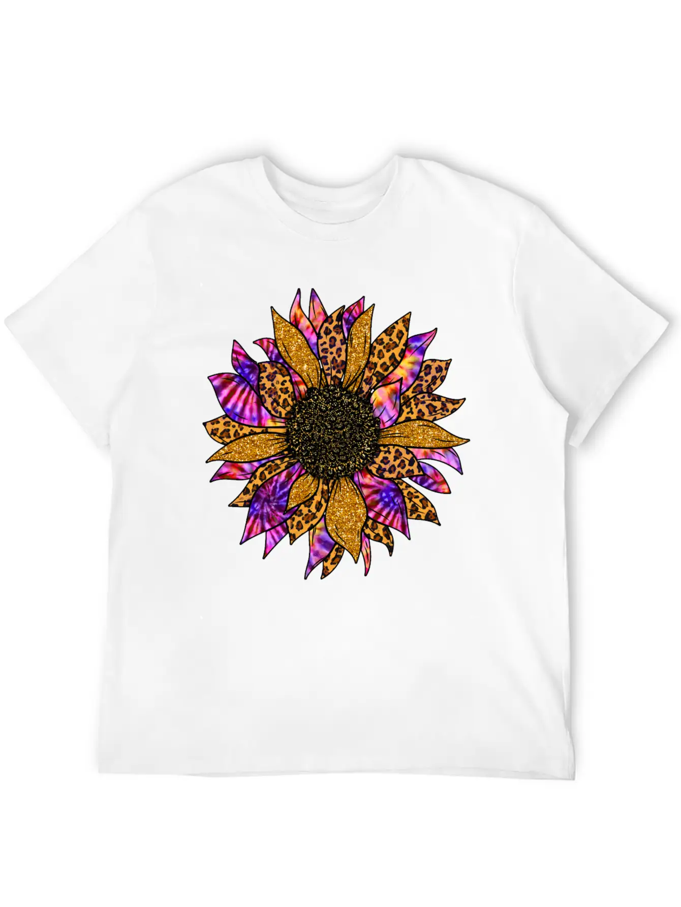 Tie Dye Sunflower T Shirt, Cheetah Sunflower Relaxed Everyday Tee – Lightweight And Durable Cotton