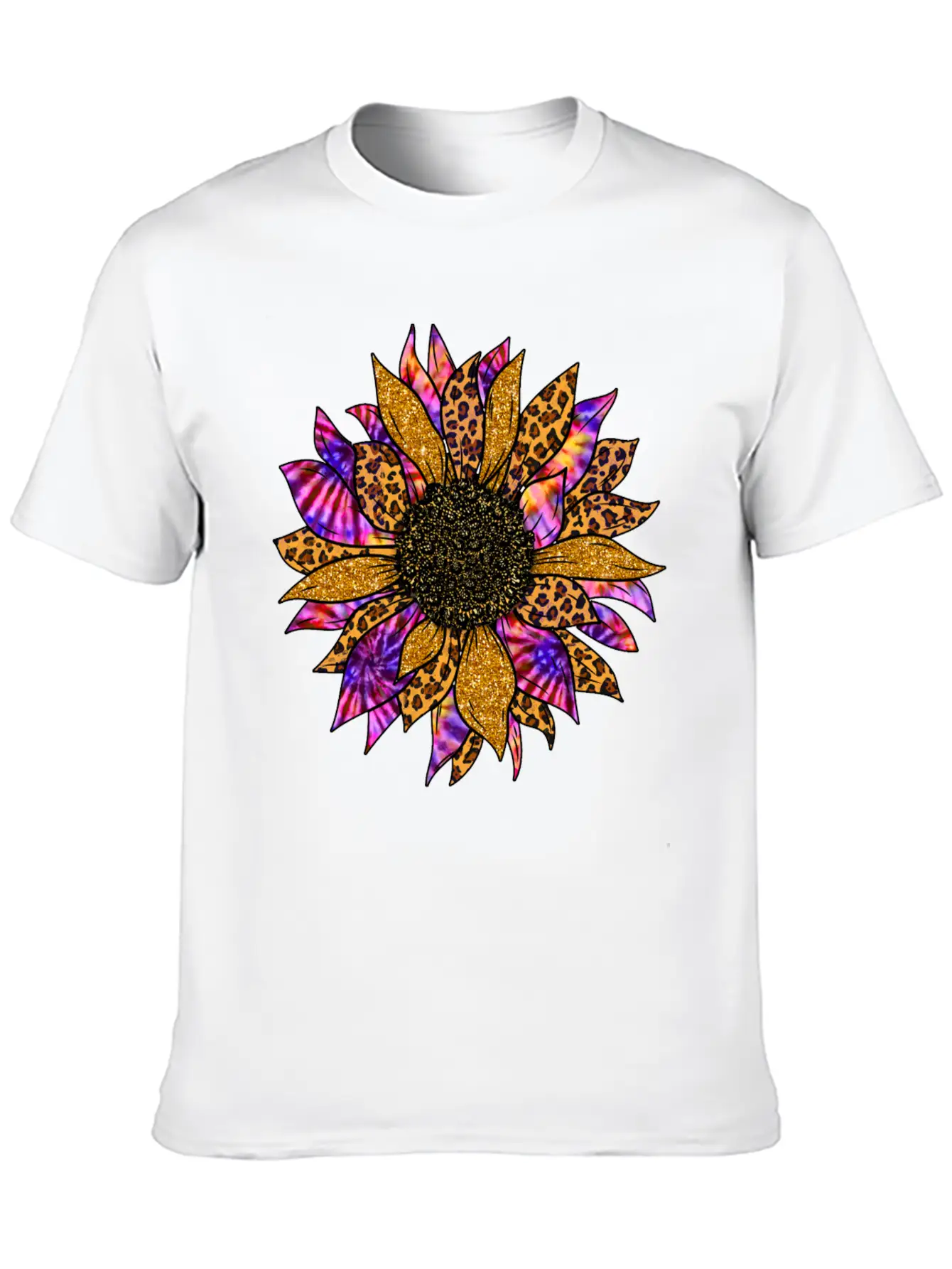 Tie Dye Sunflower T Shirt, Cheetah Sunflower Relaxed Everyday Tee – Lightweight And Durable Cotton