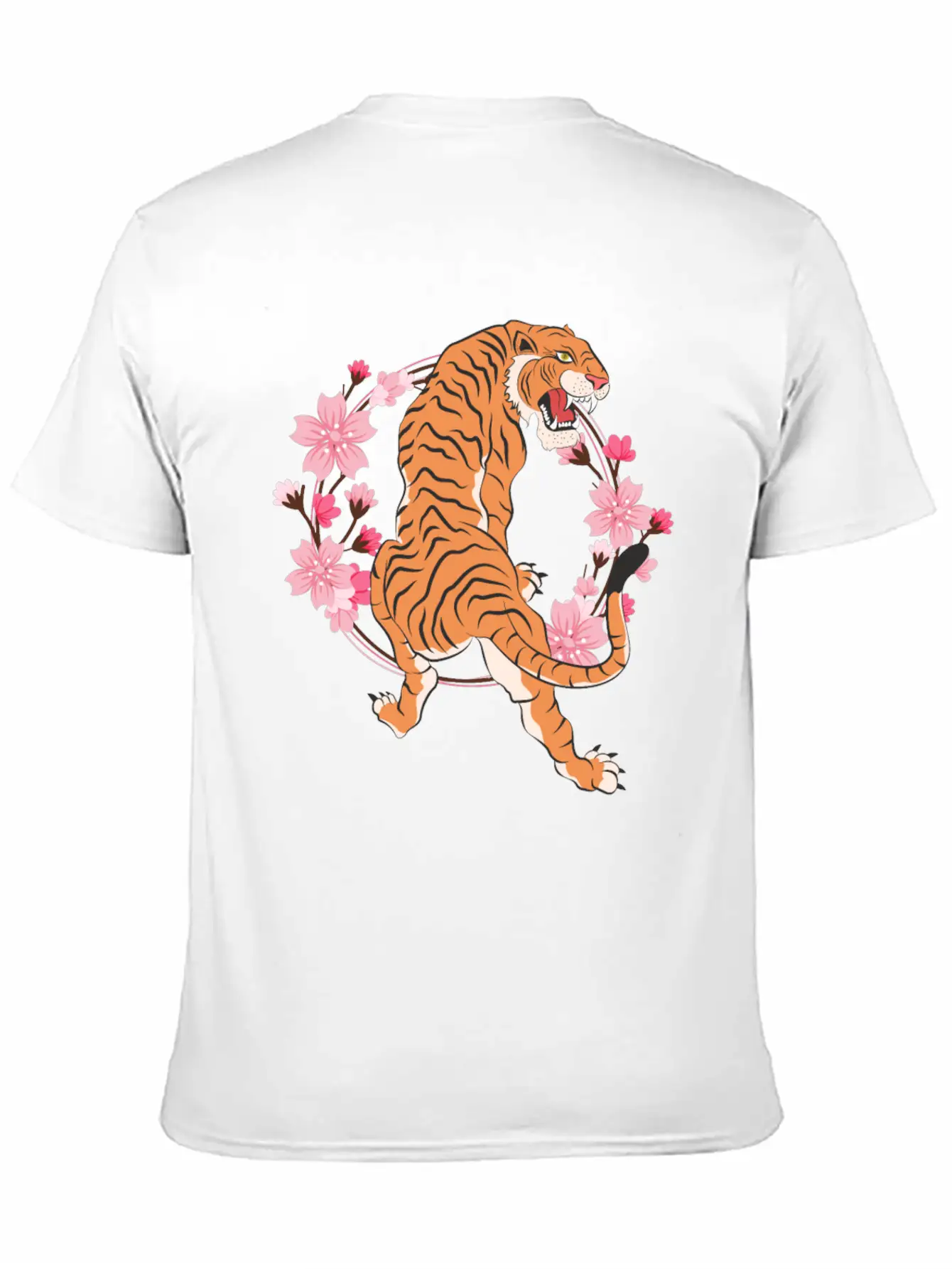 Tiger Cherry Blossom Japanese Sakura Tree Lightweight Cotton T-Shirt – Daily Comfort Graphic Shirt