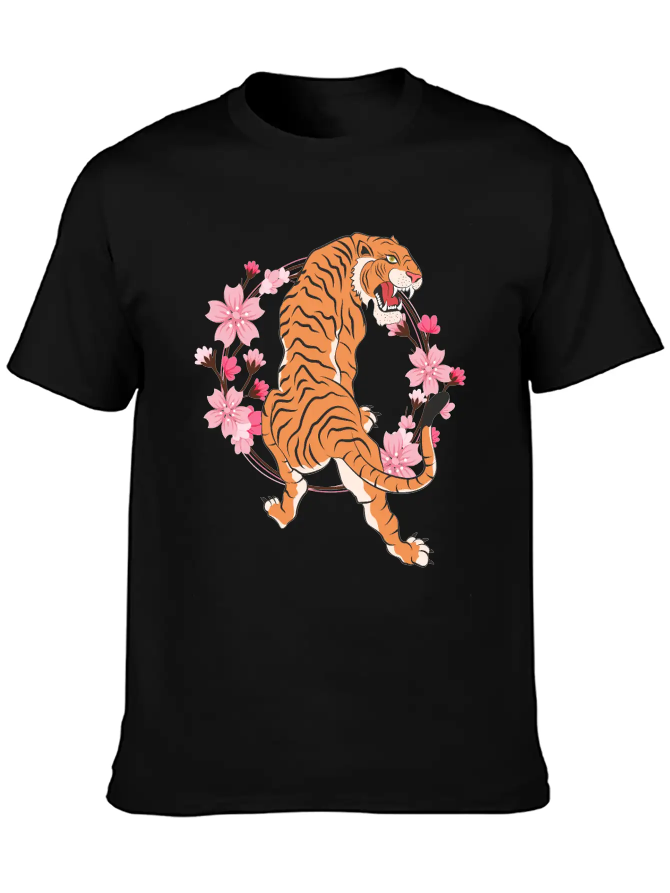 Tiger Cherry Blossom Japanese Sakura Tree Lightweight Cotton T-Shirt – Daily Comfort Graphic Shirt