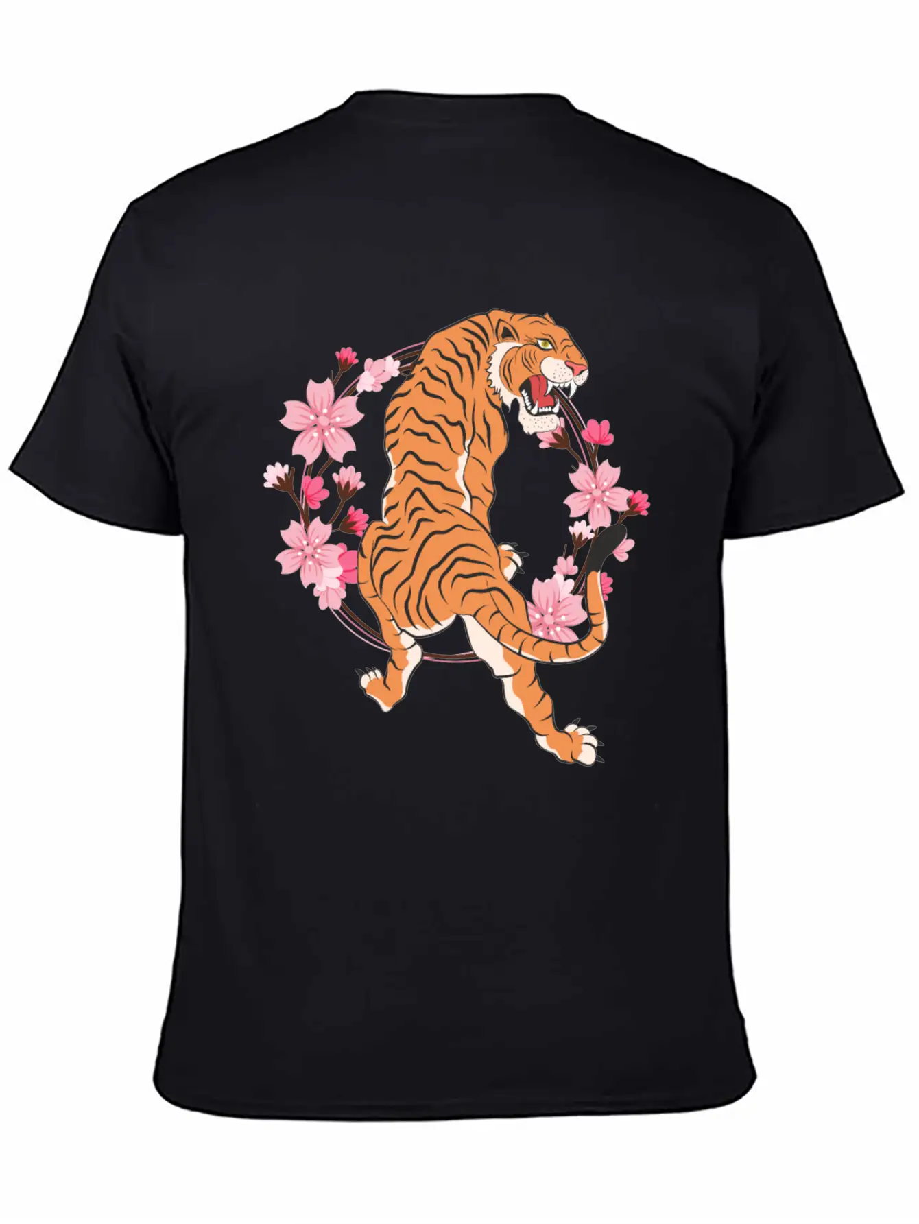 Tiger Cherry Blossom Japanese Sakura Tree Lightweight Cotton T-Shirt – Daily Comfort Graphic Shirt