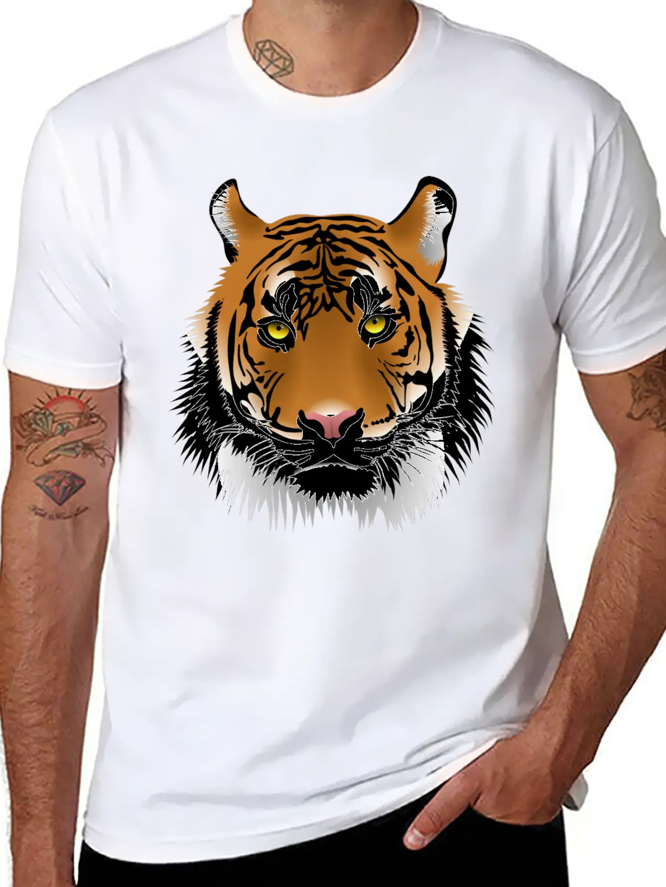 Tiger Design Comfortable Minimalist Graphic Tee – Summer Style Essential