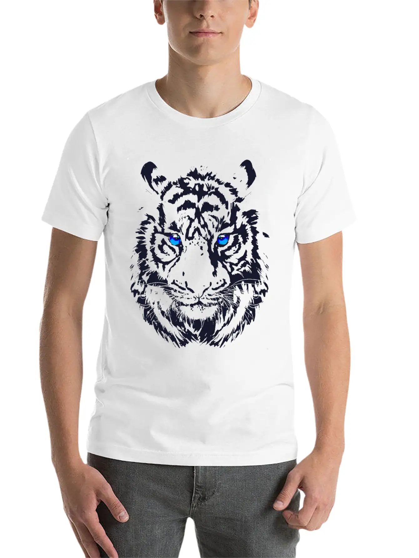 Tiger Head - Tiger Artwork - Wildlife Big Cats Modern Fit Casual T-Shirt – Clean And Versatile Design