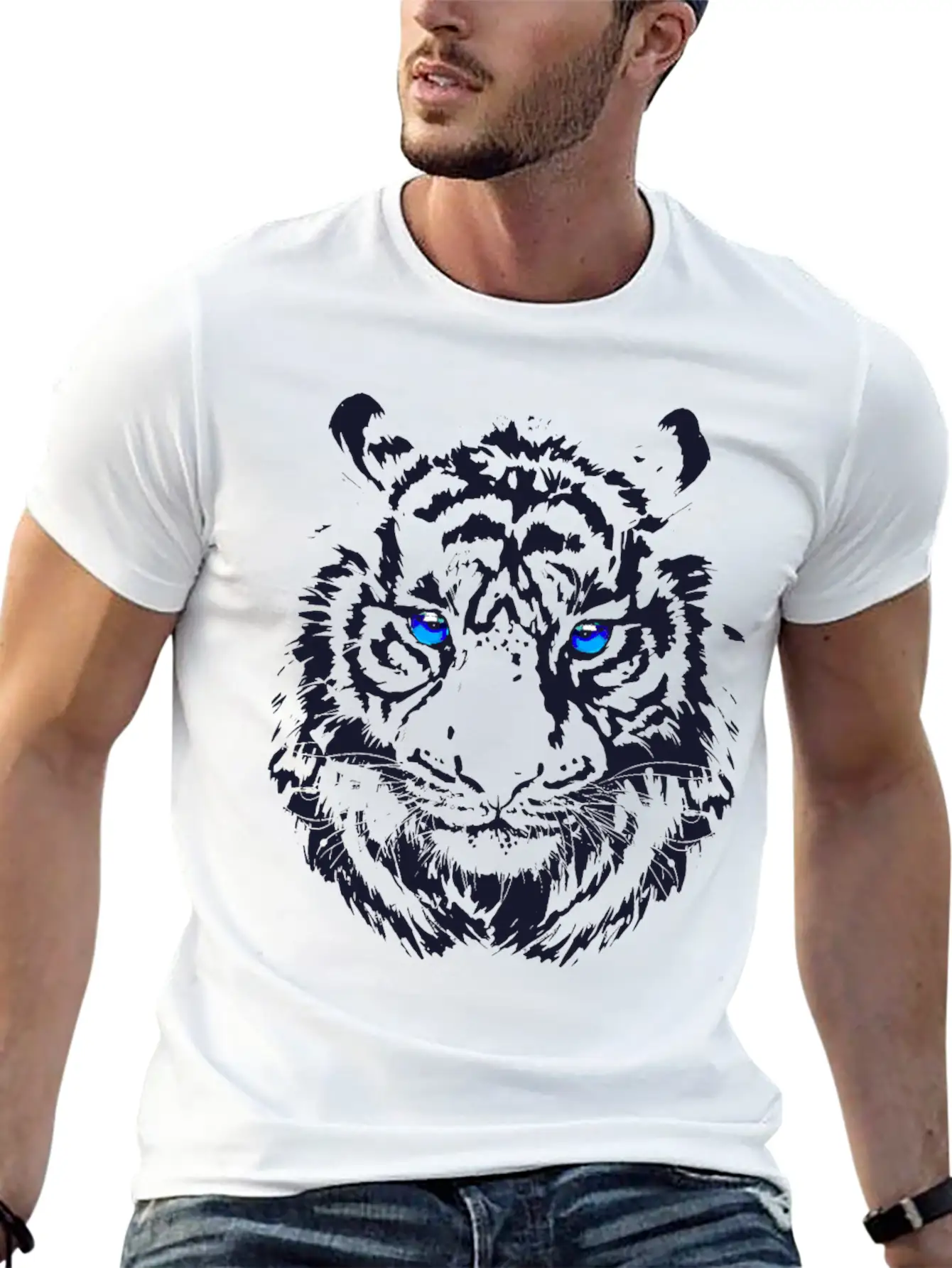 Tiger Head - Tiger Artwork - Wildlife Big Cats Modern Fit Casual T-Shirt – Clean And Versatile Design