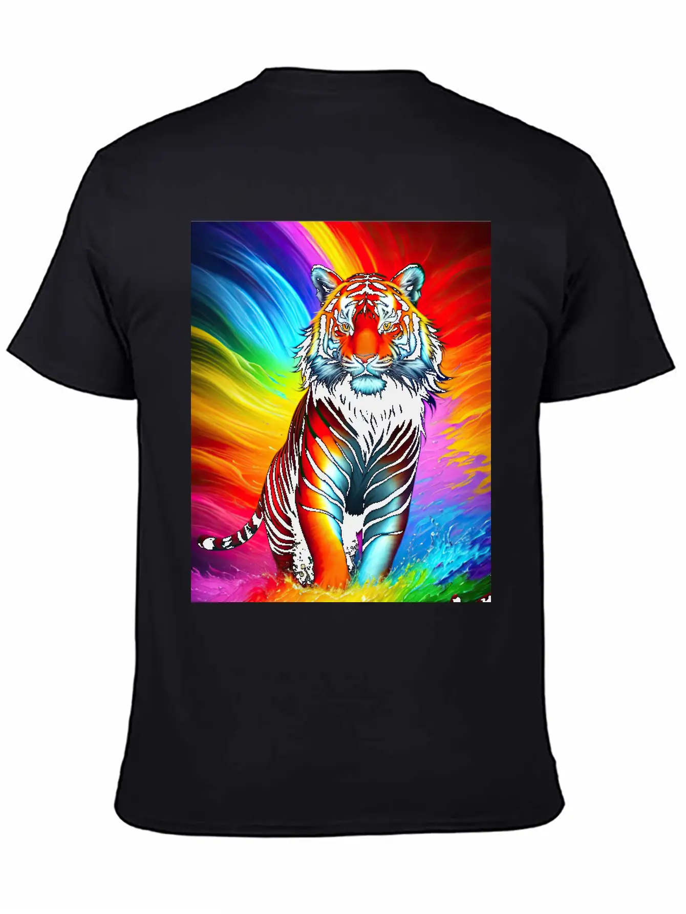 Tiger With Rainbow Splashes Of Colors Lightweight Cotton T-Shirt – Daily Comfort Graphic Shirt