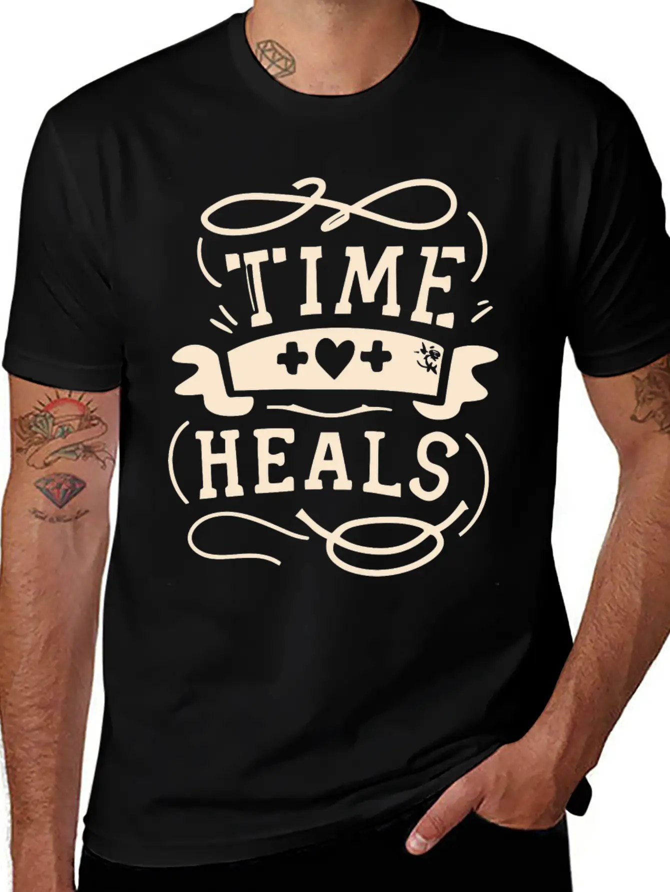 Time Heals Inspiration Quote Wisdom Gift Essential Cotton Tee For Daily Outfits – Unisex Style
