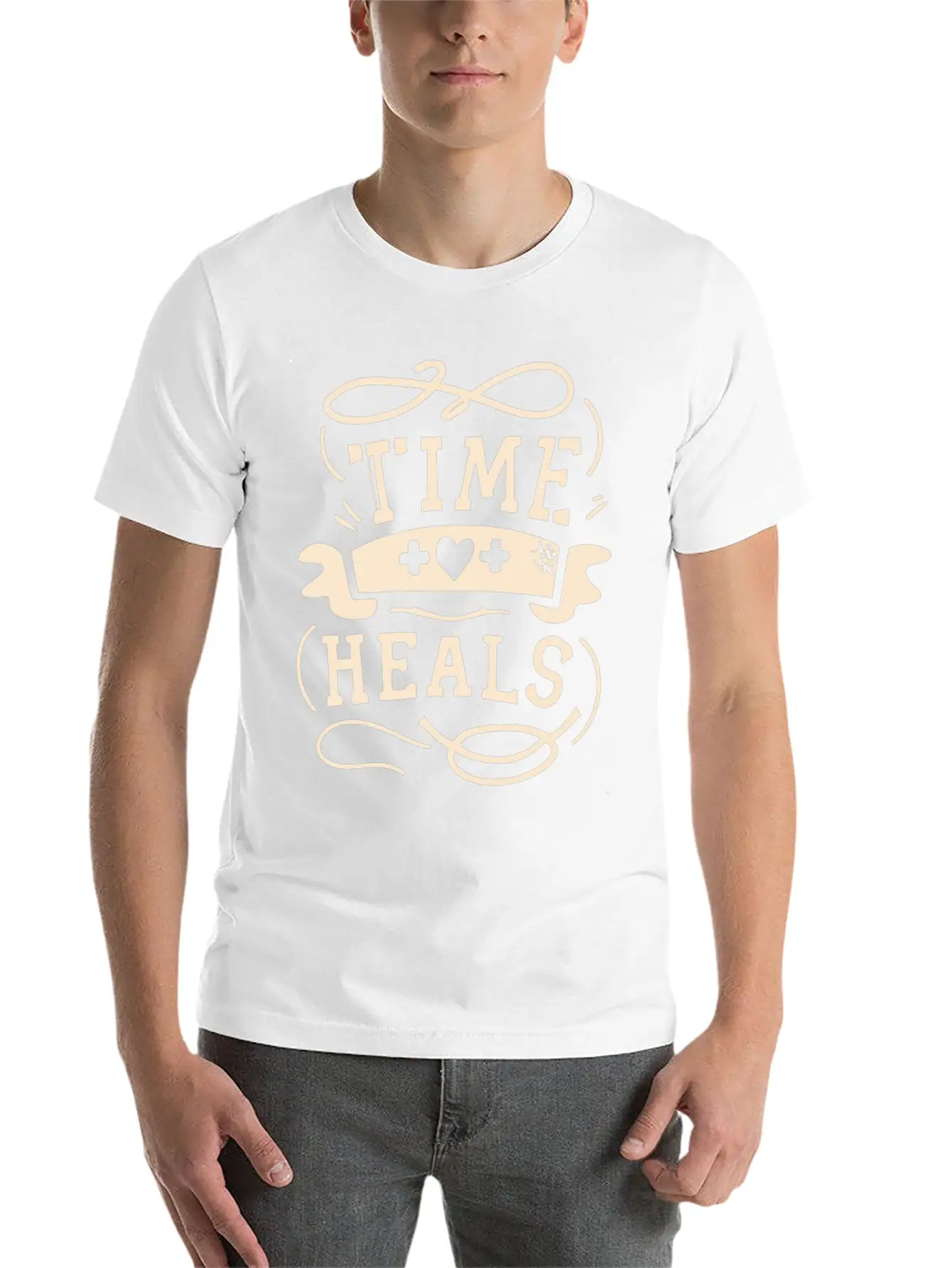 Time Heals Inspiration Quote Wisdom Gift Essential Cotton Tee For Daily Outfits – Unisex Style