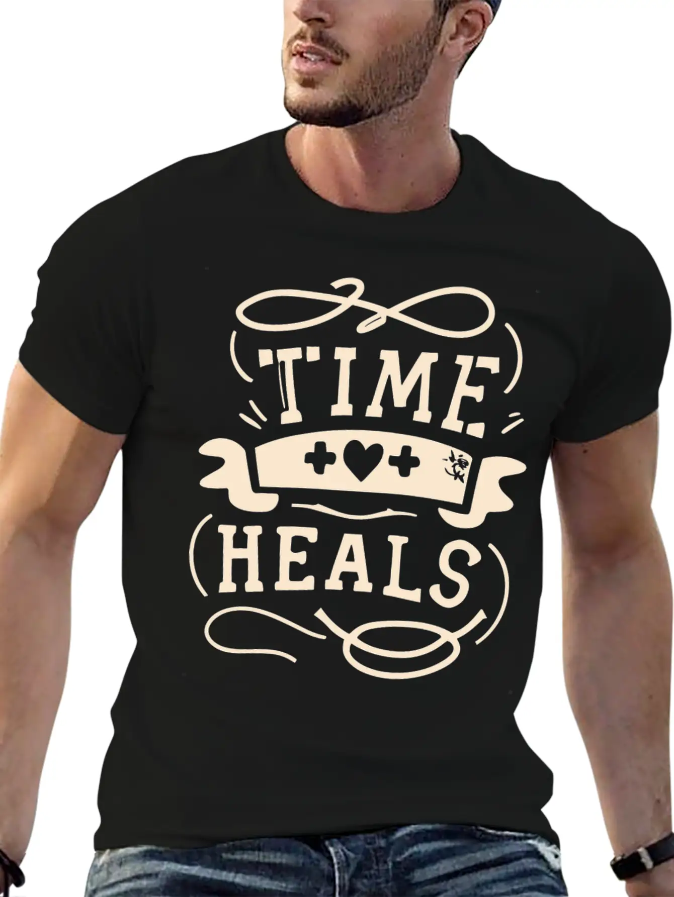 Time Heals Inspiration Quote Wisdom Gift Essential Cotton Tee For Daily Outfits – Unisex Style