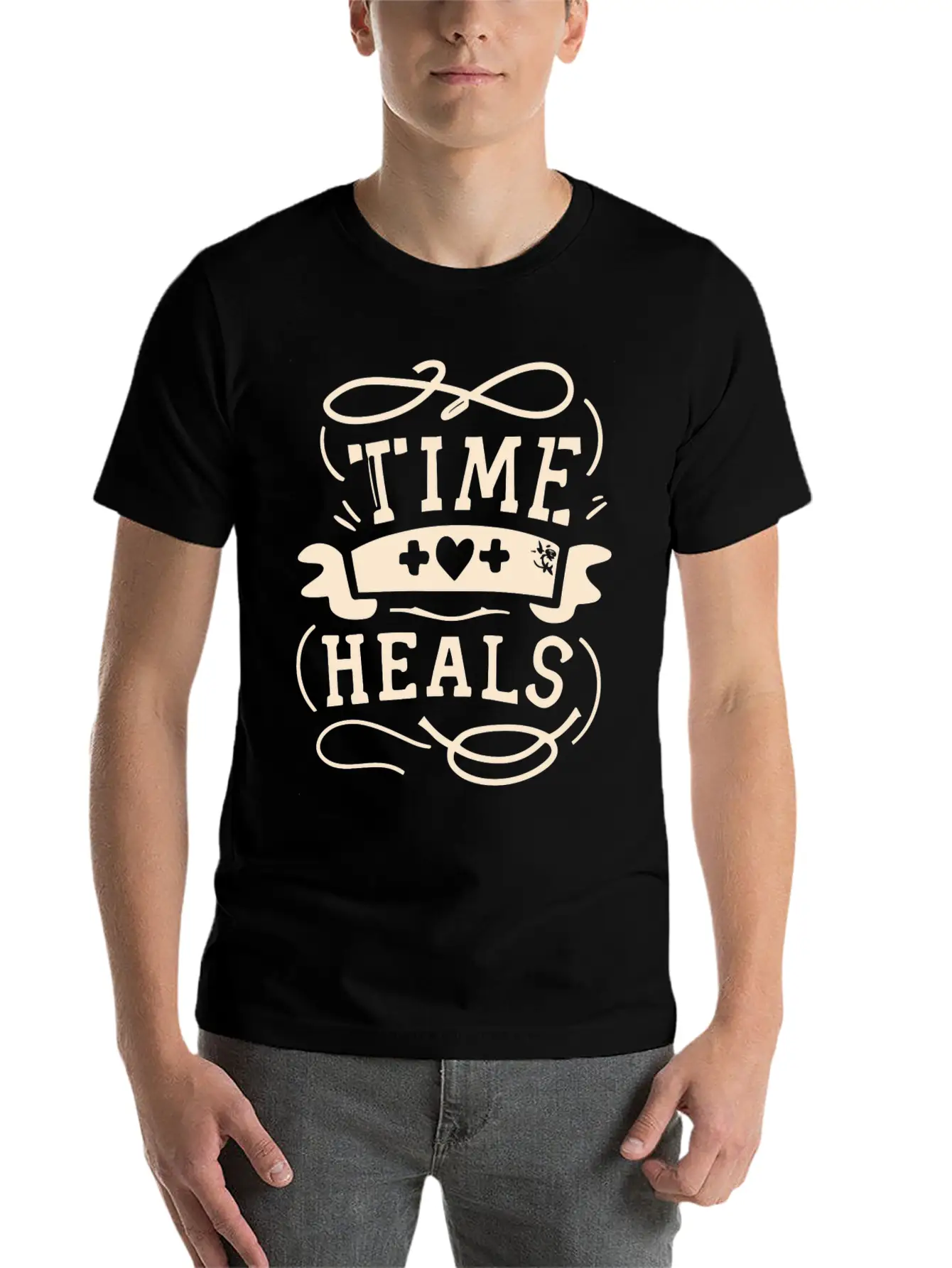 Time Heals Inspiration Quote Wisdom Gift Essential Cotton Tee For Daily Outfits – Unisex Style