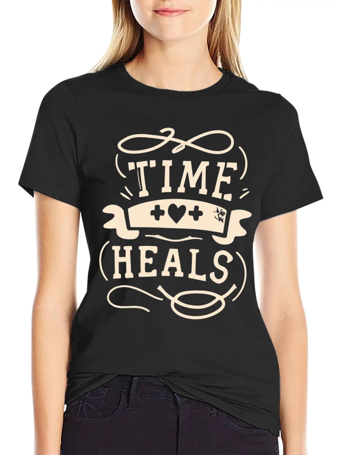 Time Heals Inspiration Quote Wisdom Gift Essential Cotton Tee For Daily Outfits – Unisex Style