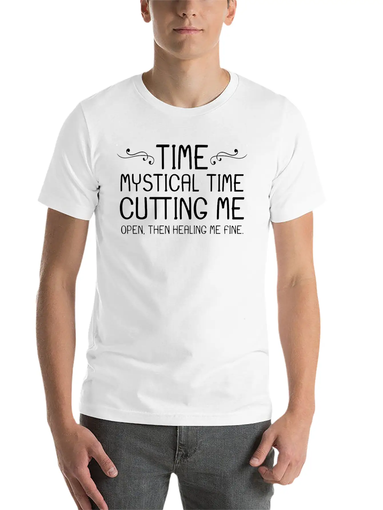 Time Mystical Time Cutting Me Open Classic Fit Graphic Tee For Daily Comfort – Unisex Cotton Shirt