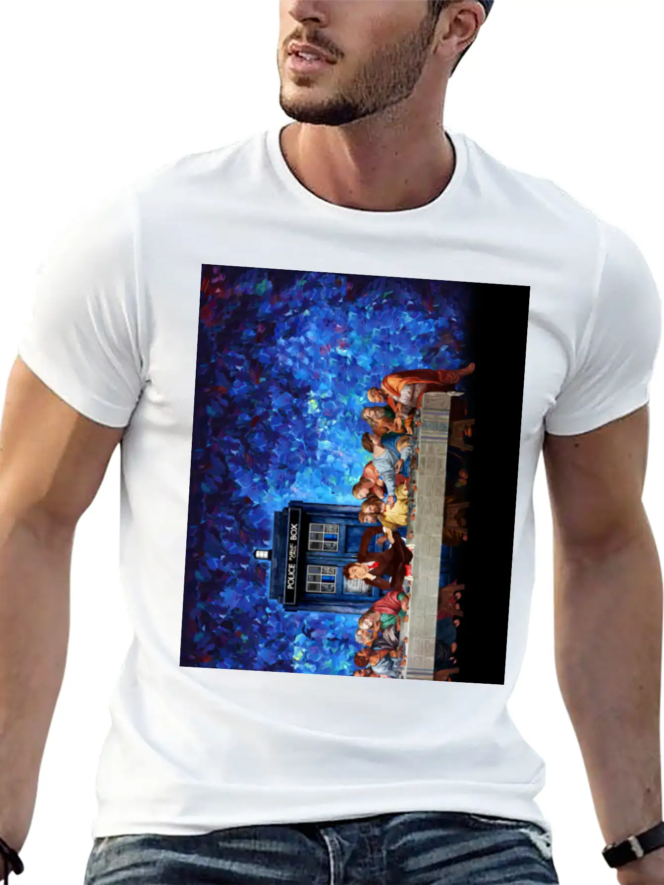Time Traveller Lost In The Last Supper Phone Case Basic Graphic T-Shirt – Daily Comfort In Soft Cotton