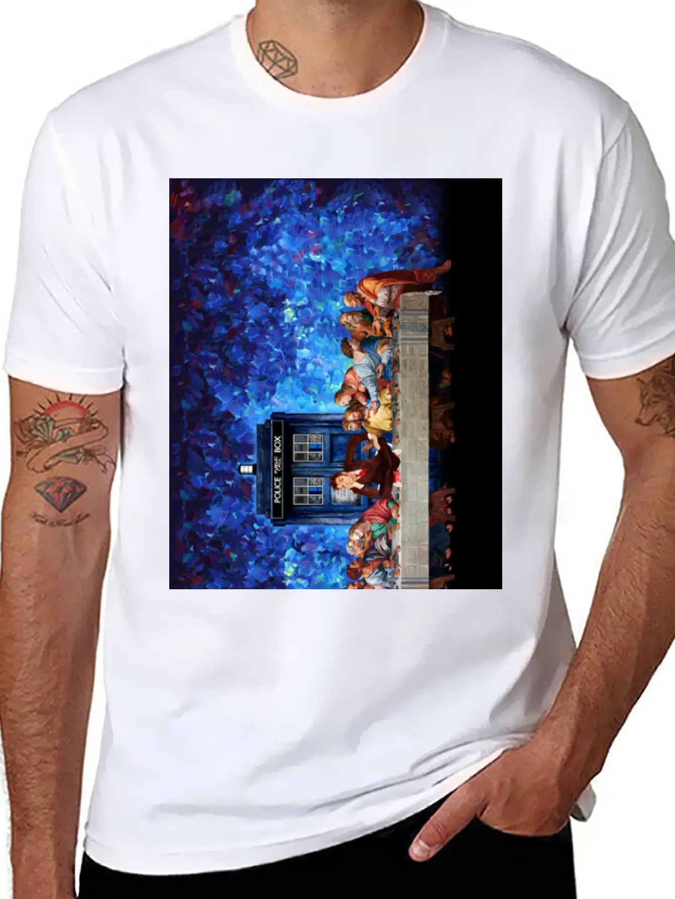 Time Traveller Lost In The Last Supper Phone Case Basic Graphic T-Shirt – Daily Comfort In Soft Cotton