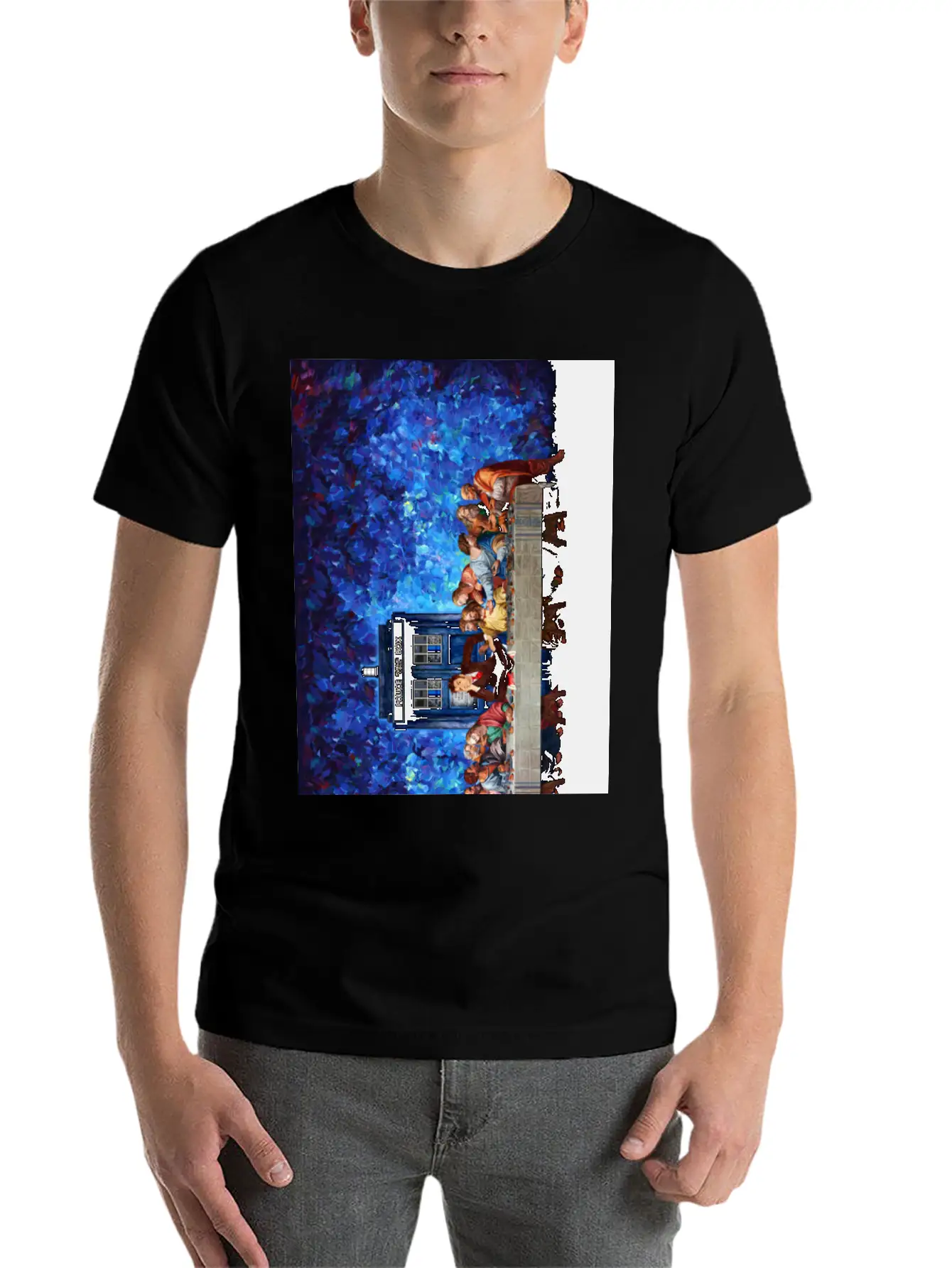Time Traveller Lost In The Last Supper Phone Case Basic Graphic T-Shirt – Daily Comfort In Soft Cotton