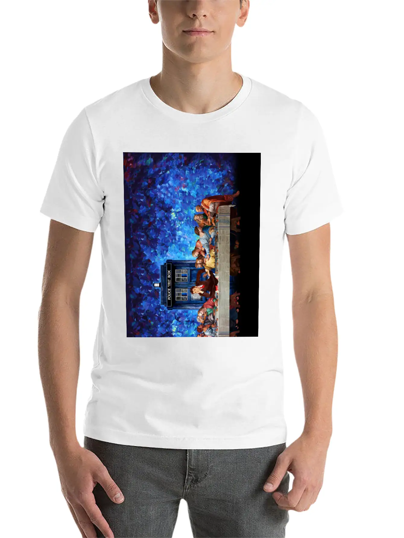 Time Traveller Lost In The Last Supper Phone Case Basic Graphic T-Shirt – Daily Comfort In Soft Cotton