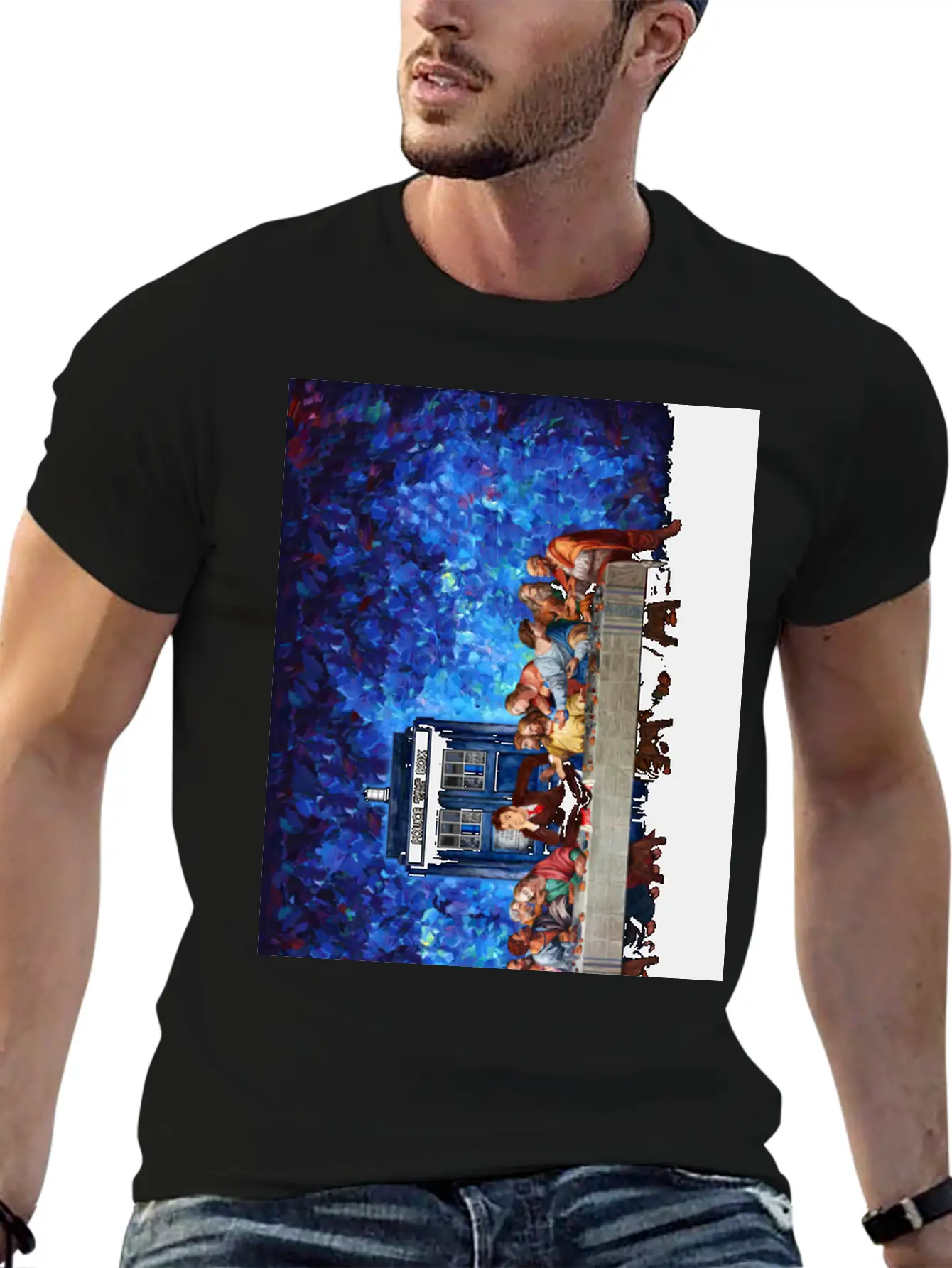 Time Traveller Lost In The Last Supper Phone Case Basic Graphic T-Shirt – Daily Comfort In Soft Cotton